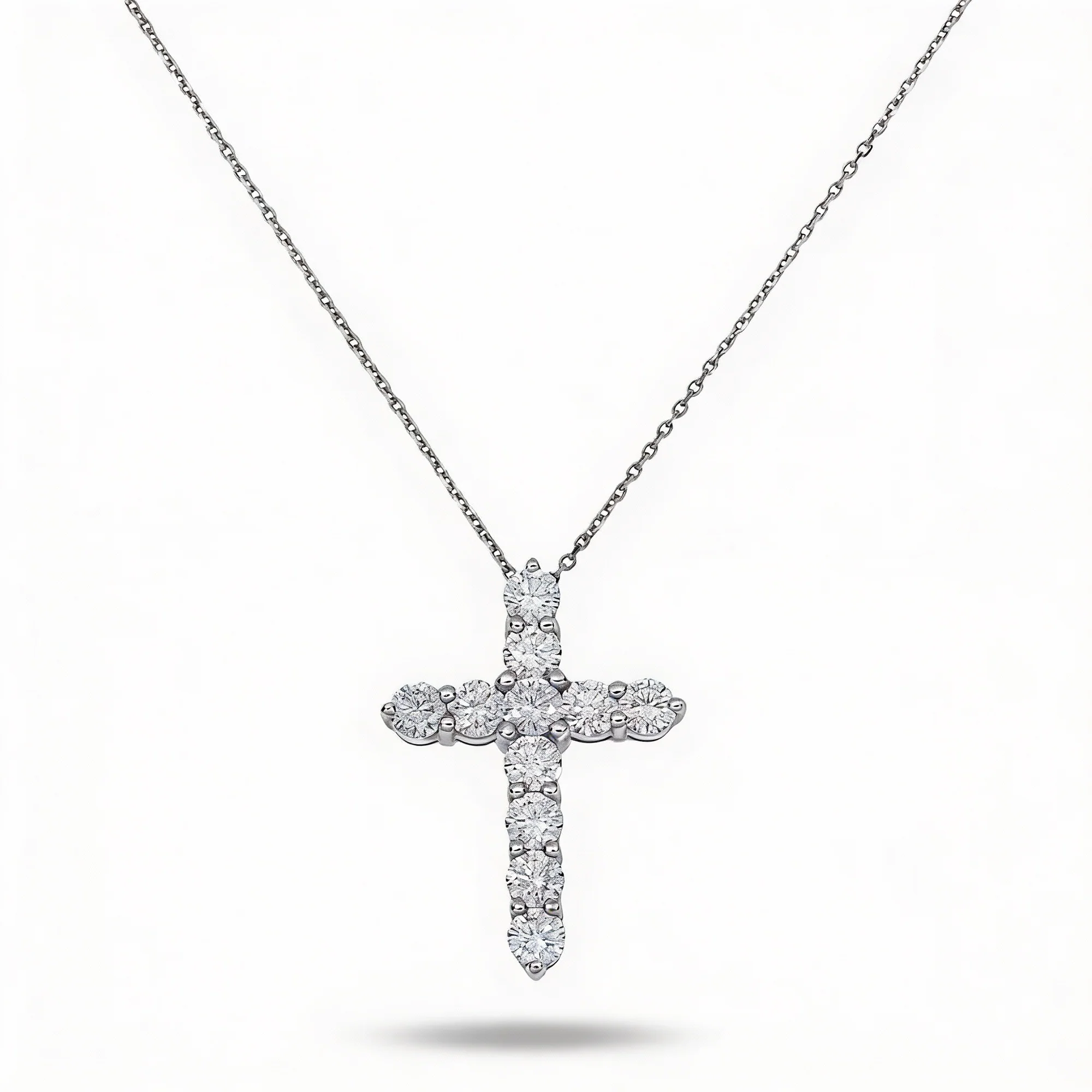 14K Rose Gold Round Diamond Cross Necklace 2.63ct - Image 5