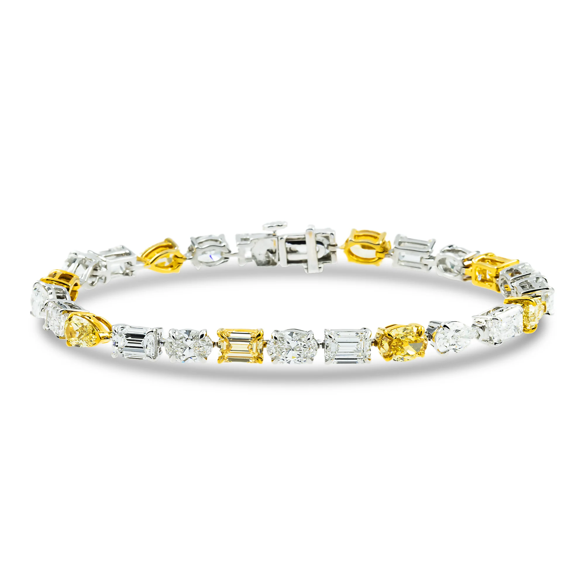 14K Two Tone Fancy Yellow & White Diamond Bracelet 12.71ct