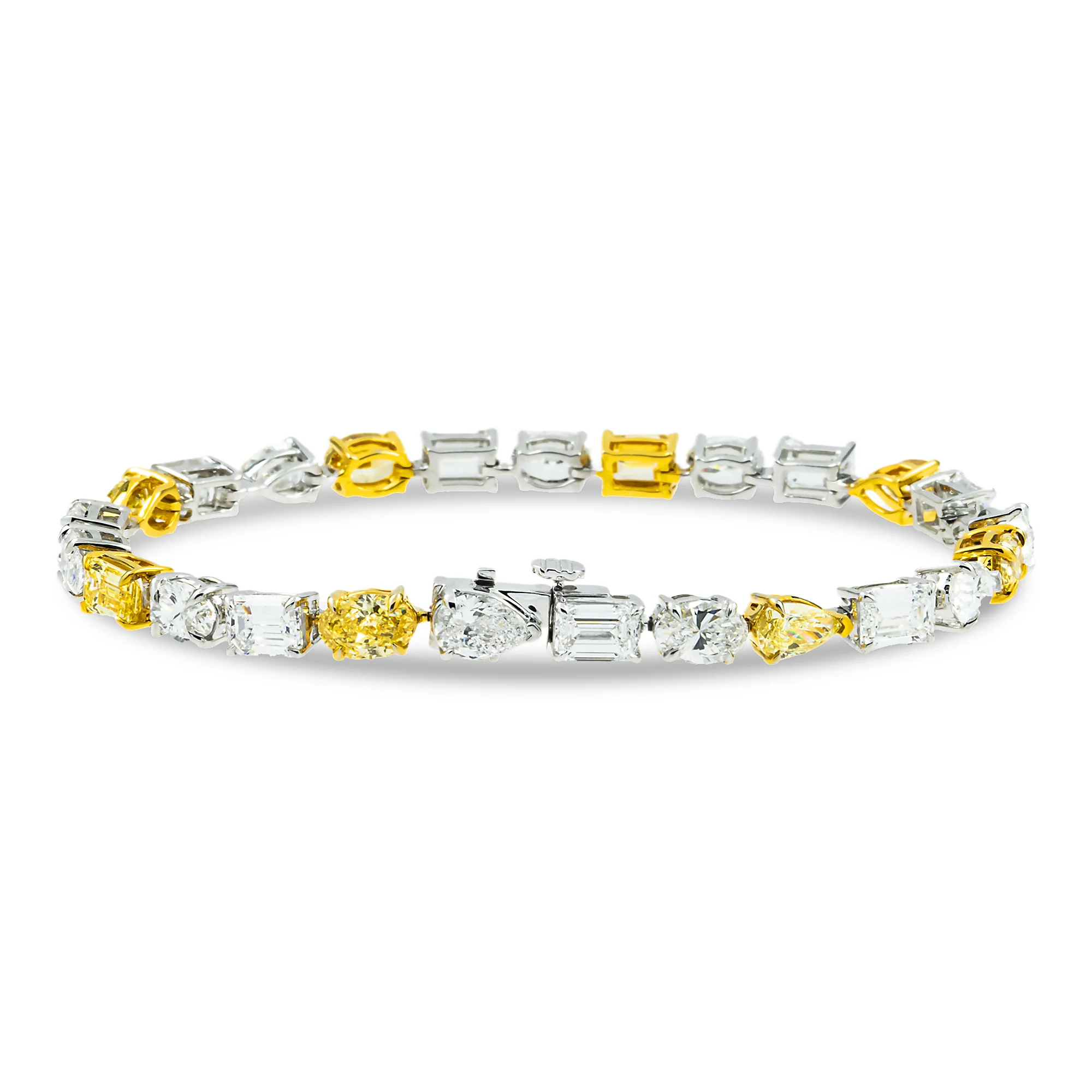 14K Two Tone Fancy Yellow & White Diamond Bracelet 12.71ct - Image 4