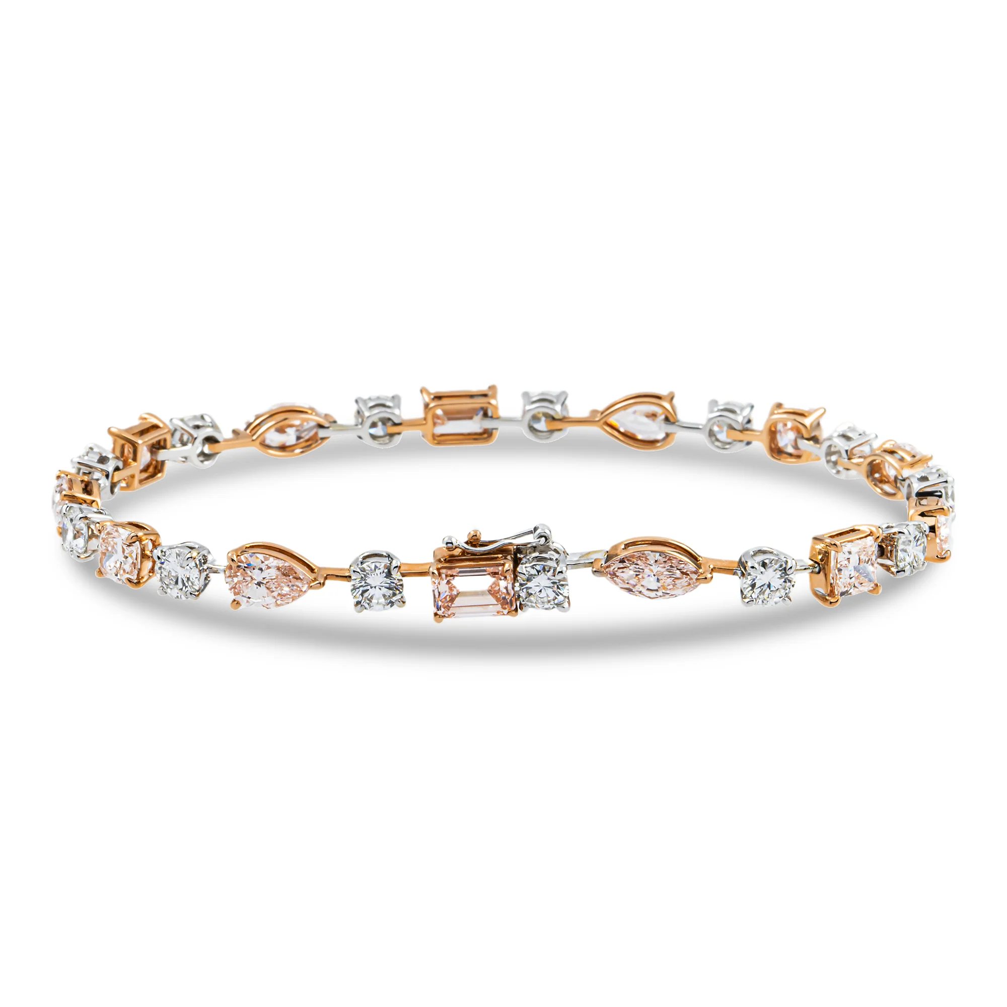 14K Two Tone Fancy Pink & White Diamond Satellite Bracelet 10.34ct - Image 4