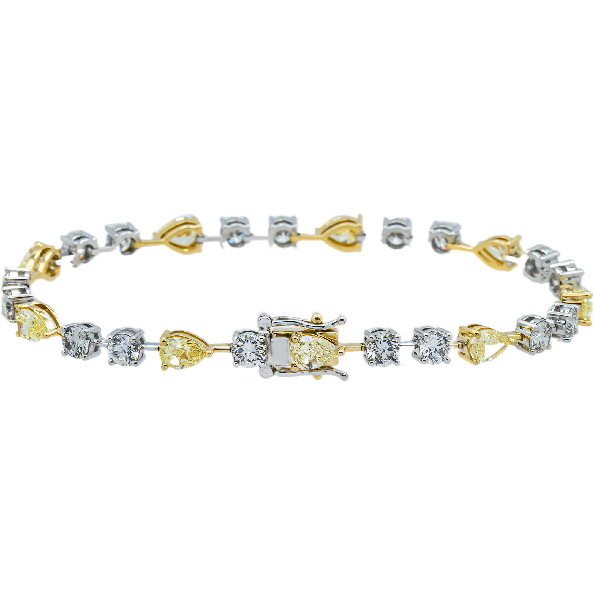 14K Two Tone Fancy Yellow & White Diamond Satellite Bracelet 8.85ct - Image 3