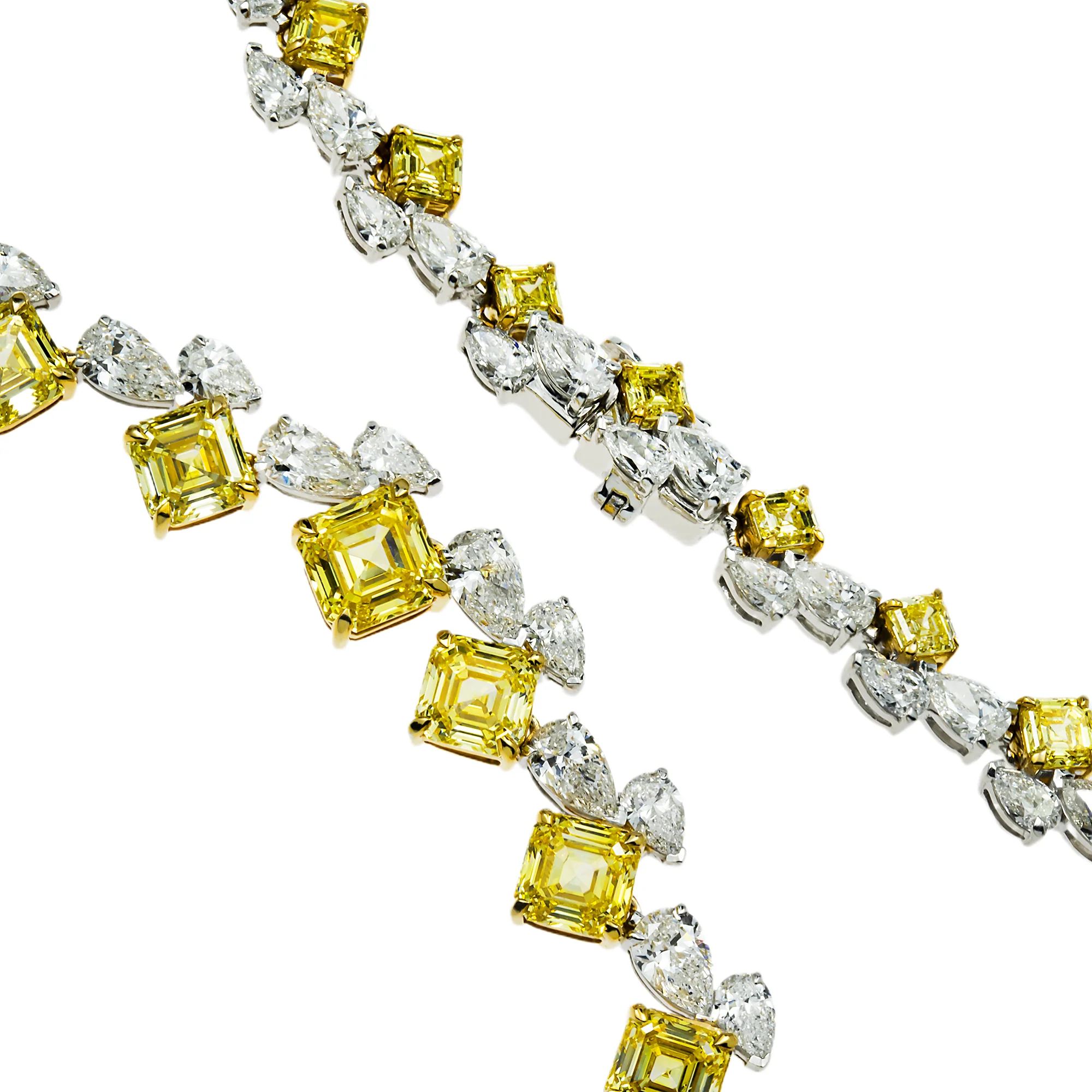 14K Two Tone Fancy Yellow & White Diamond Necklace 39.70ct - Image 4