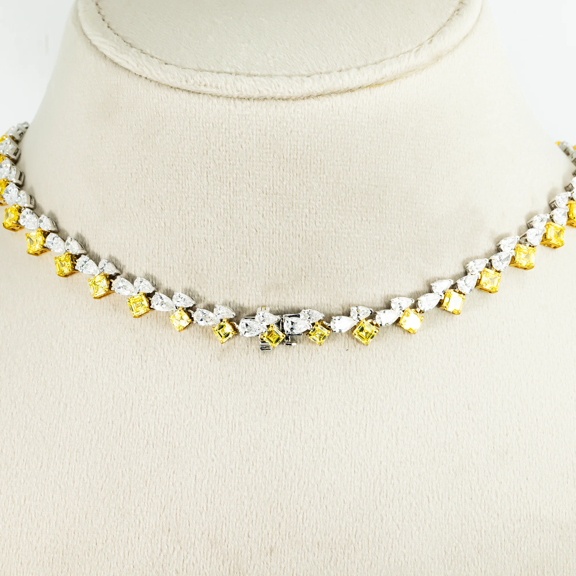 14K Two Tone Fancy Yellow & White Diamond Necklace 39.70ct - Image 5