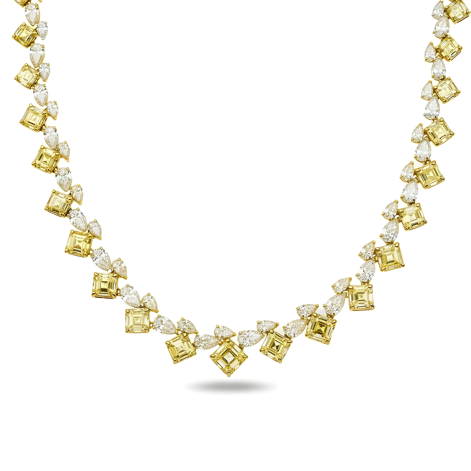 14K Two Tone Fancy Yellow & White Diamond Necklace 39.70ct - Image 6