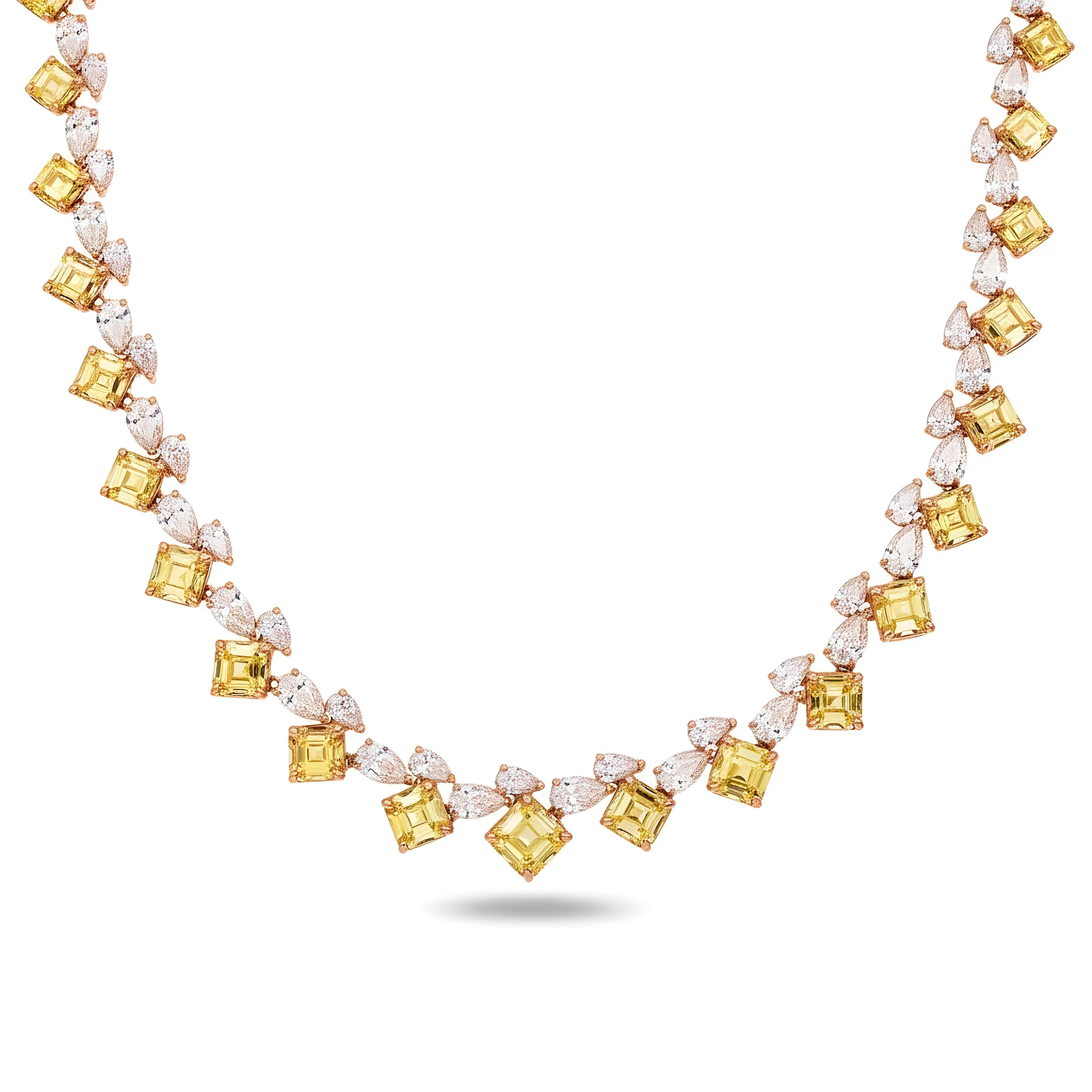 14K Two Tone Fancy Yellow & White Diamond Necklace 39.70ct - Image 8