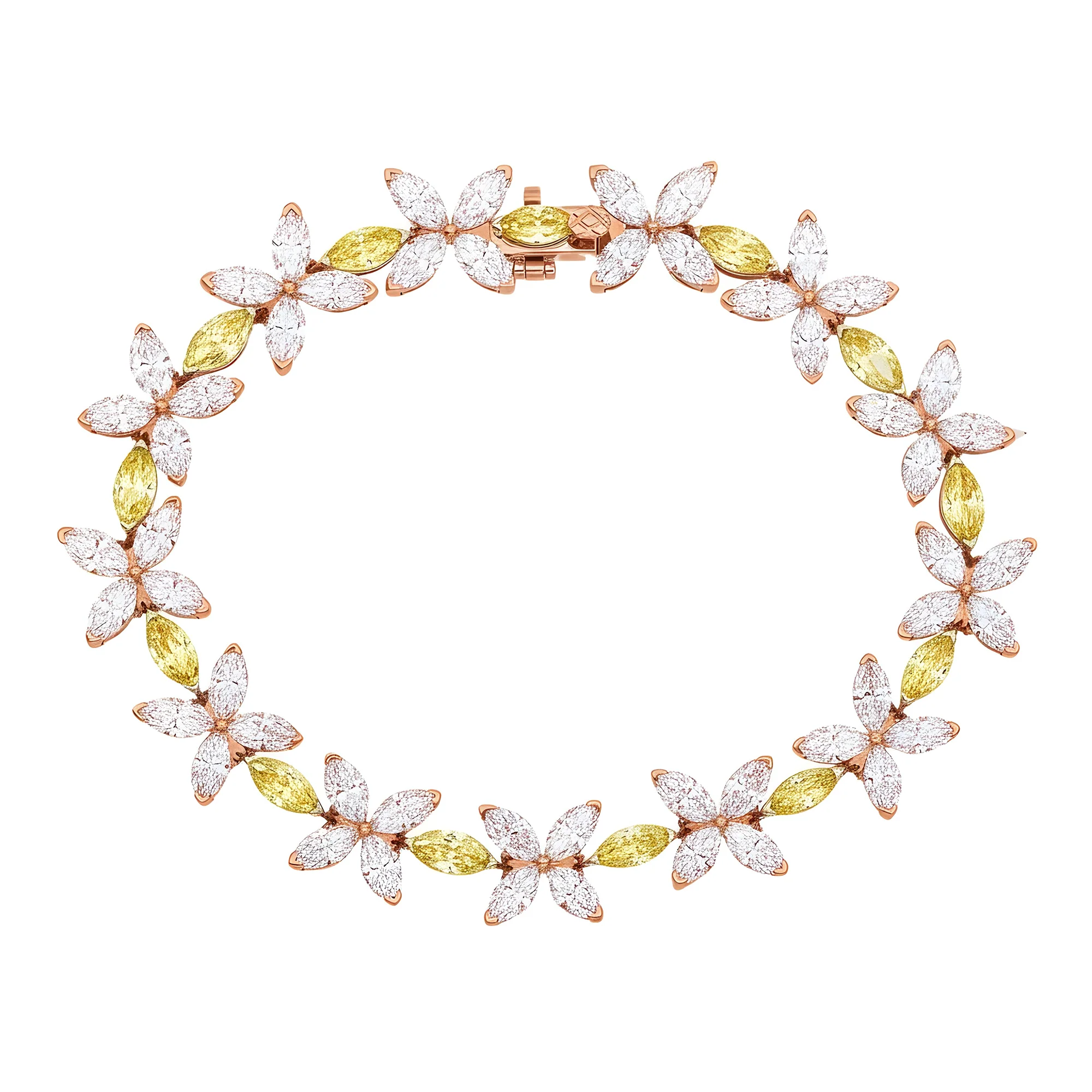 14K Two Tone Marquise Cut Fancy Yellow & White Diamond Bracelet 18.74ct - Image 6