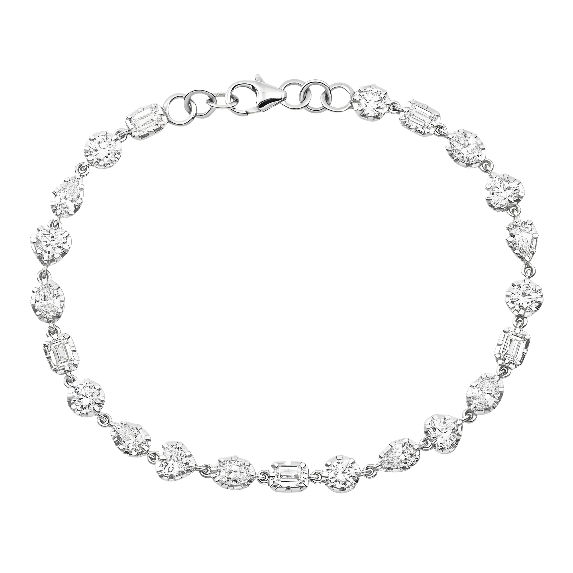 14K Two Tone Multi Cut Diamond Adjustable Satellite Bracelet 4.22ct - Image 4