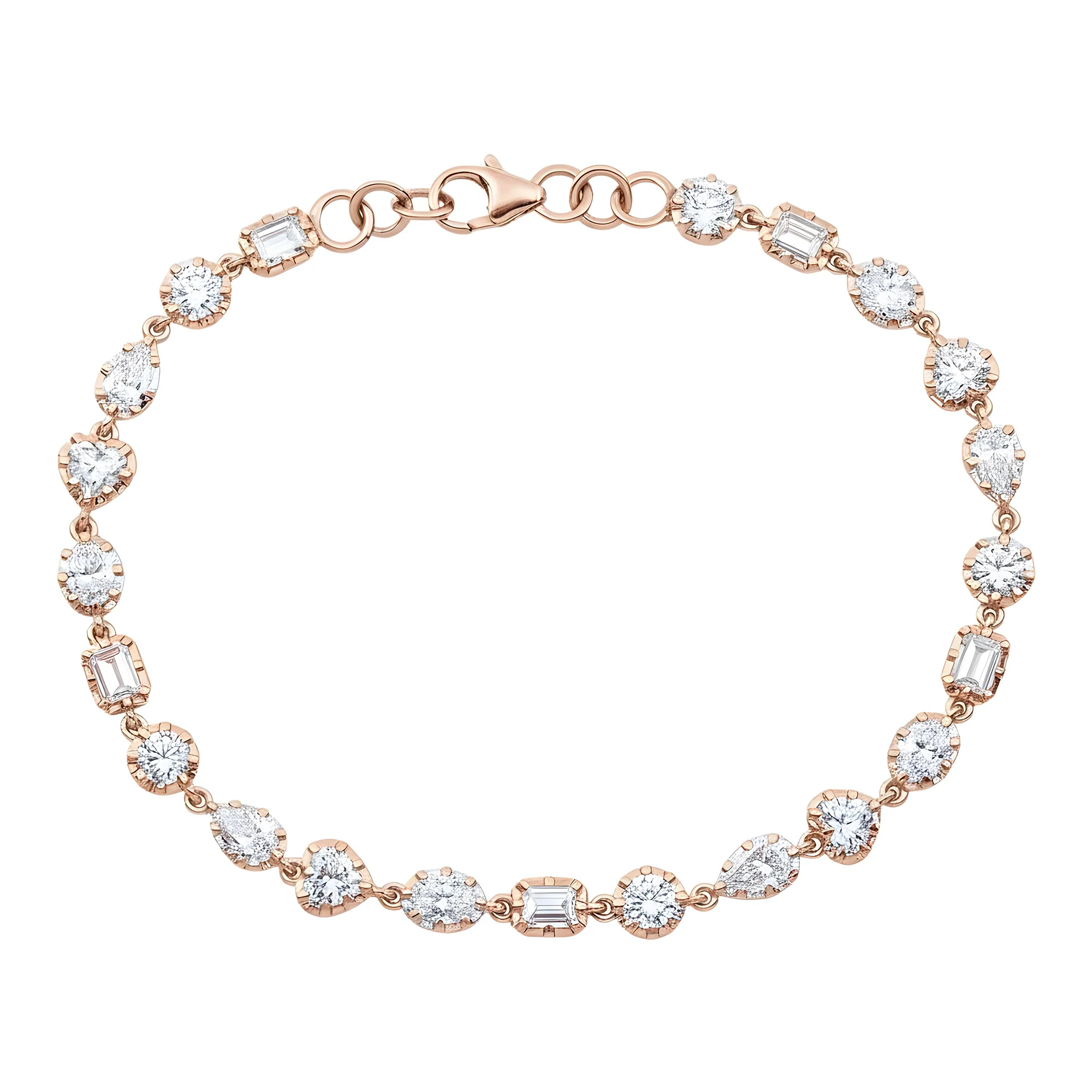 14K Two Tone Multi Cut Diamond Adjustable Satellite Bracelet 4.22ct - Image 7