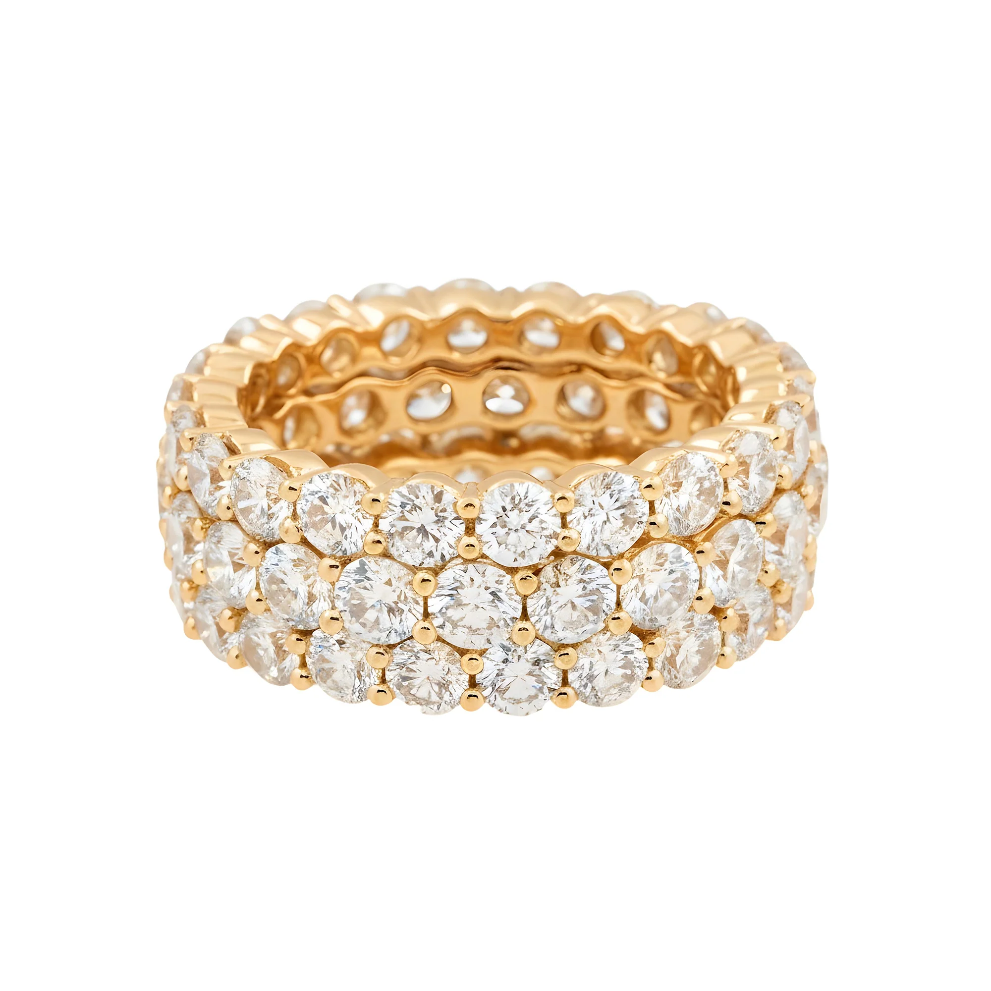 18K White Gold Triple Row Round Diamond Eternity Ring 7.08ct - Image 4