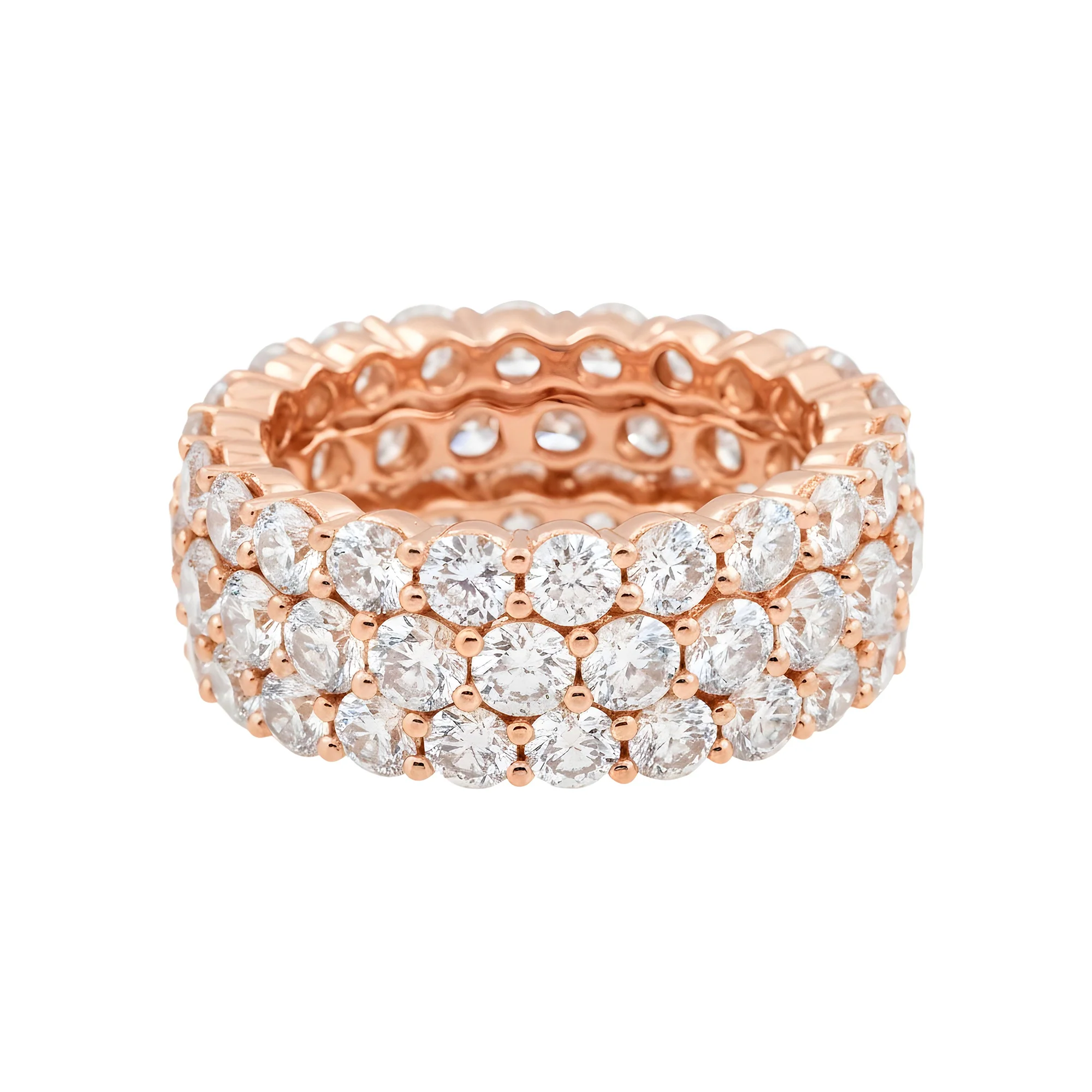 18K White Gold Triple Row Round Diamond Eternity Ring 7.08ct - Image 6