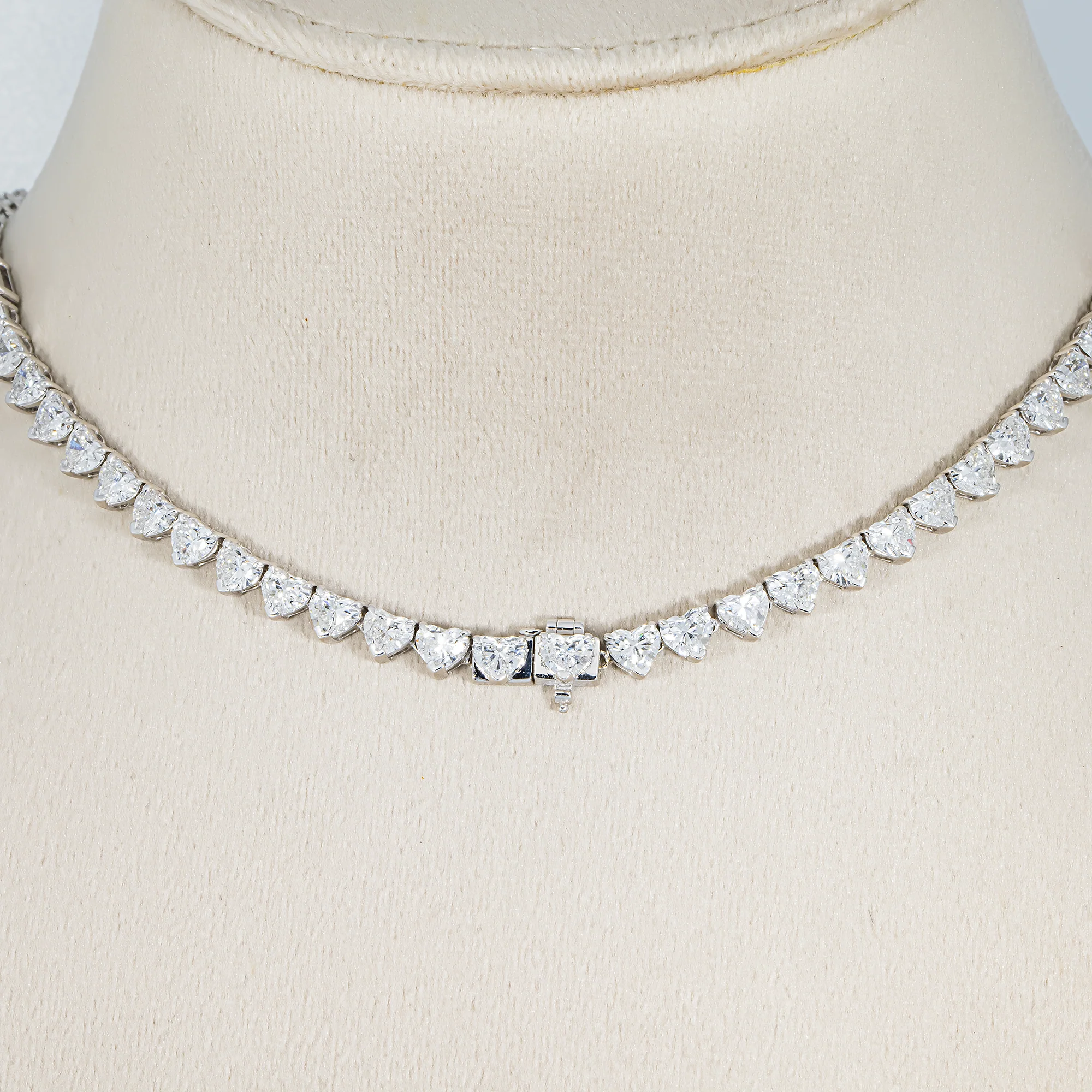 14K White Gold Multi Cut Fancy Pink & Blue Diamond Tennis Chain 28.40ct - Image 3