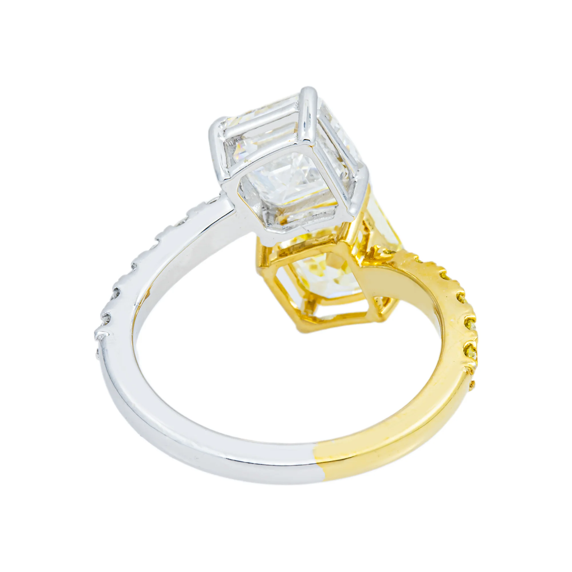 14K Two Tone Multi Cut Fancy Yellow & White Diamond Wrap Ring 4.20ct - Image 5
