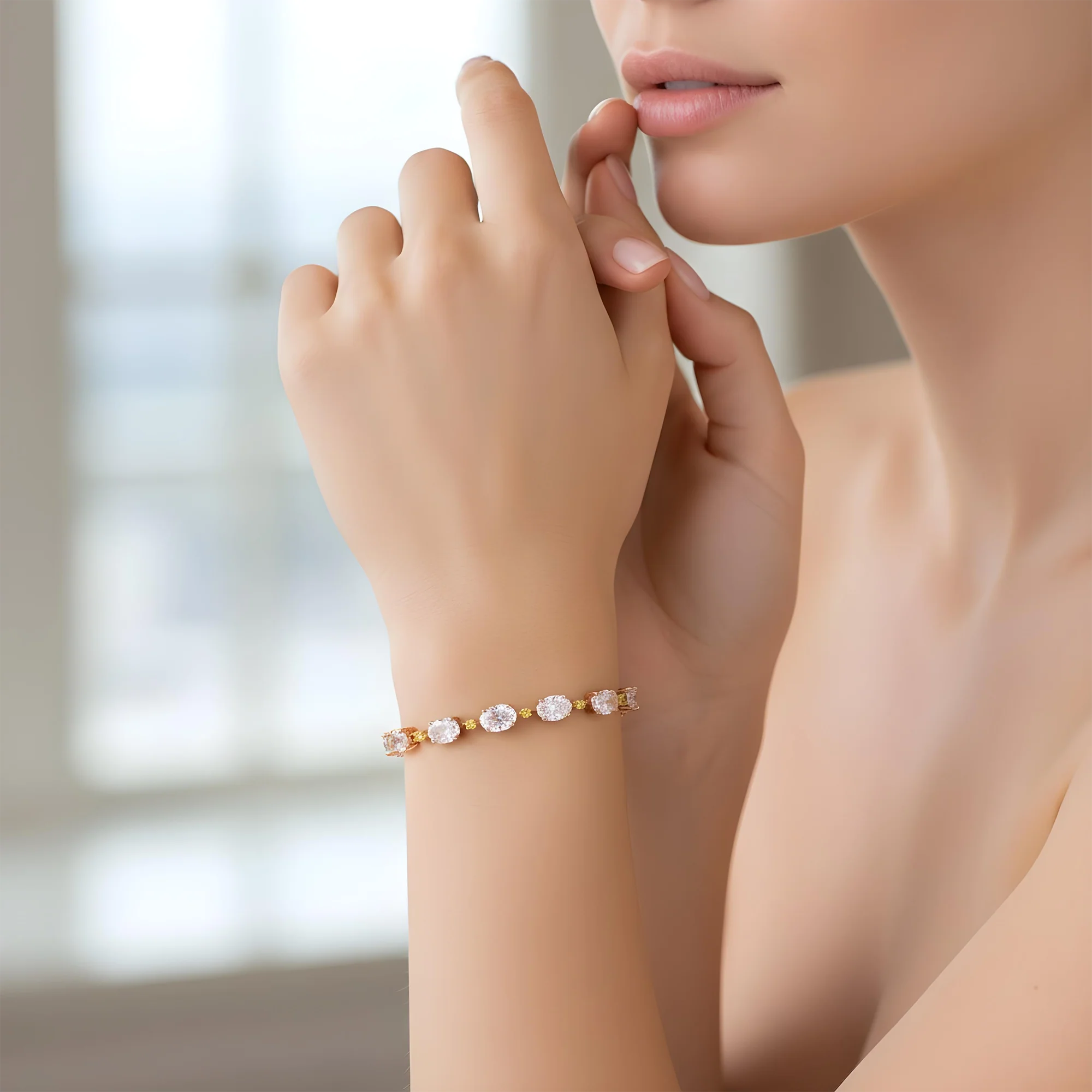 14K Two Tone Oval & Round Fancy Yellow Diamond Satellite Bracelet 11.25ct - Image 8