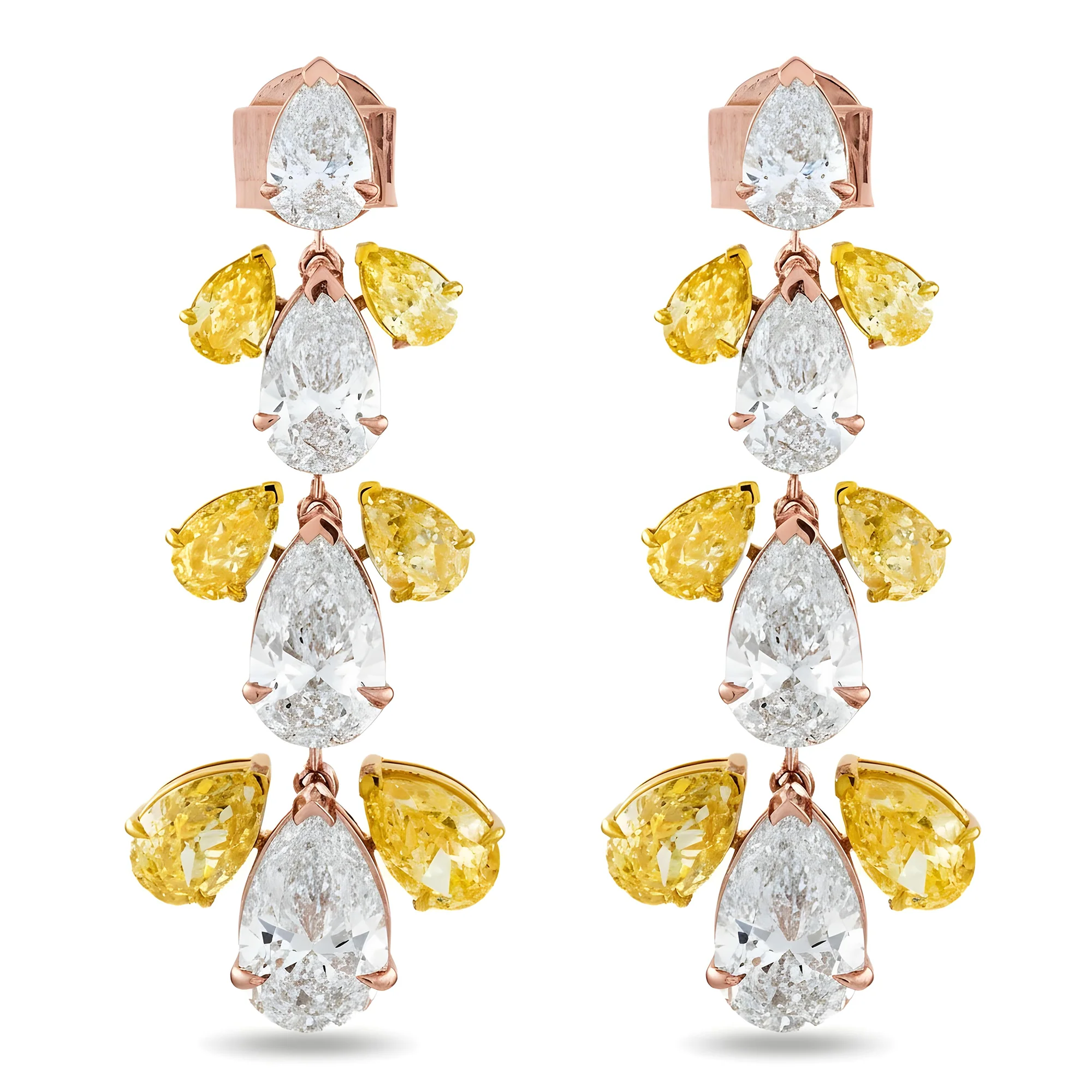IGI 14K two tone Pear Cut Fancy Yellow & White Diamond 17.41ct - Image 6