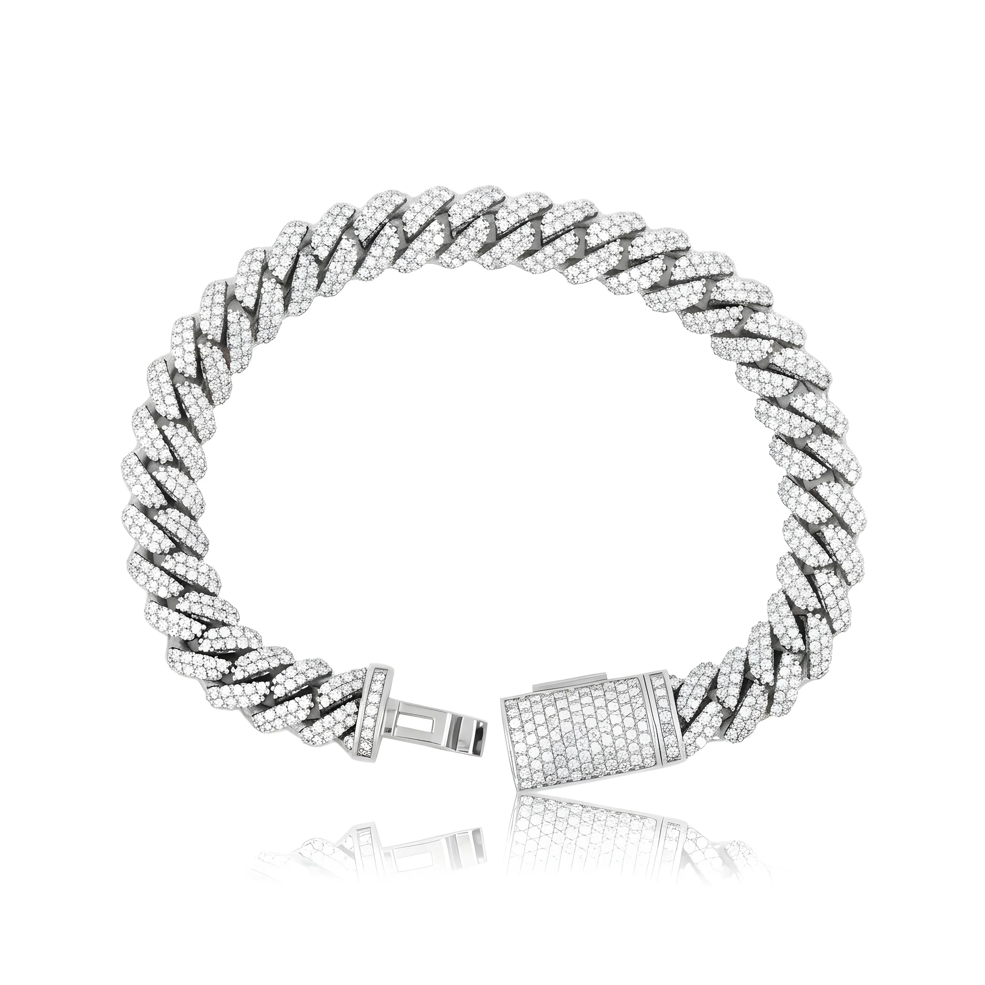 14K Two Tone 10mm Round Diamond Cuban Link Bracelet 7.0ct - Image 4