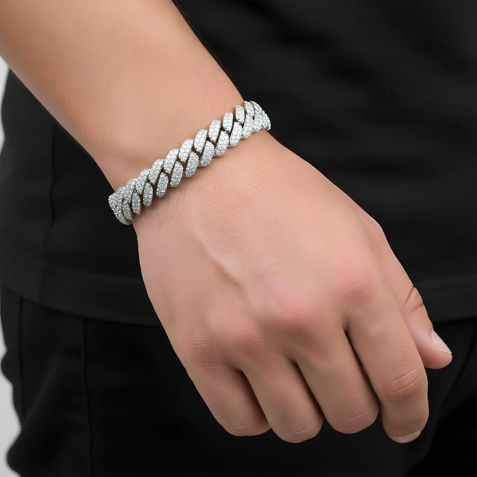 14K Two Tone 10mm Round Diamond Cuban Link Bracelet 7.0ct - Image 5