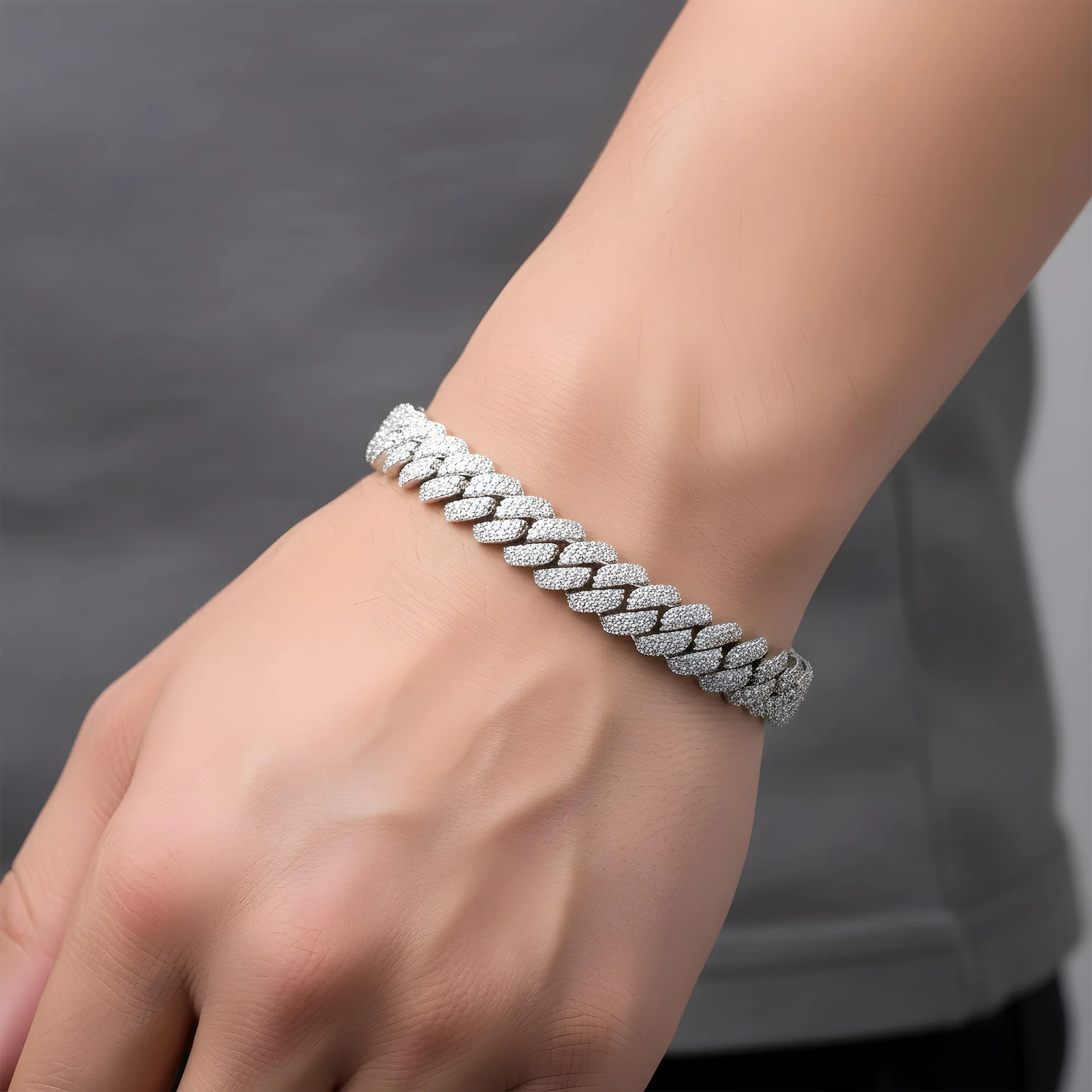 14K Two Tone 10mm Round Diamond Cuban Link Bracelet 7.0ct - Image 6
