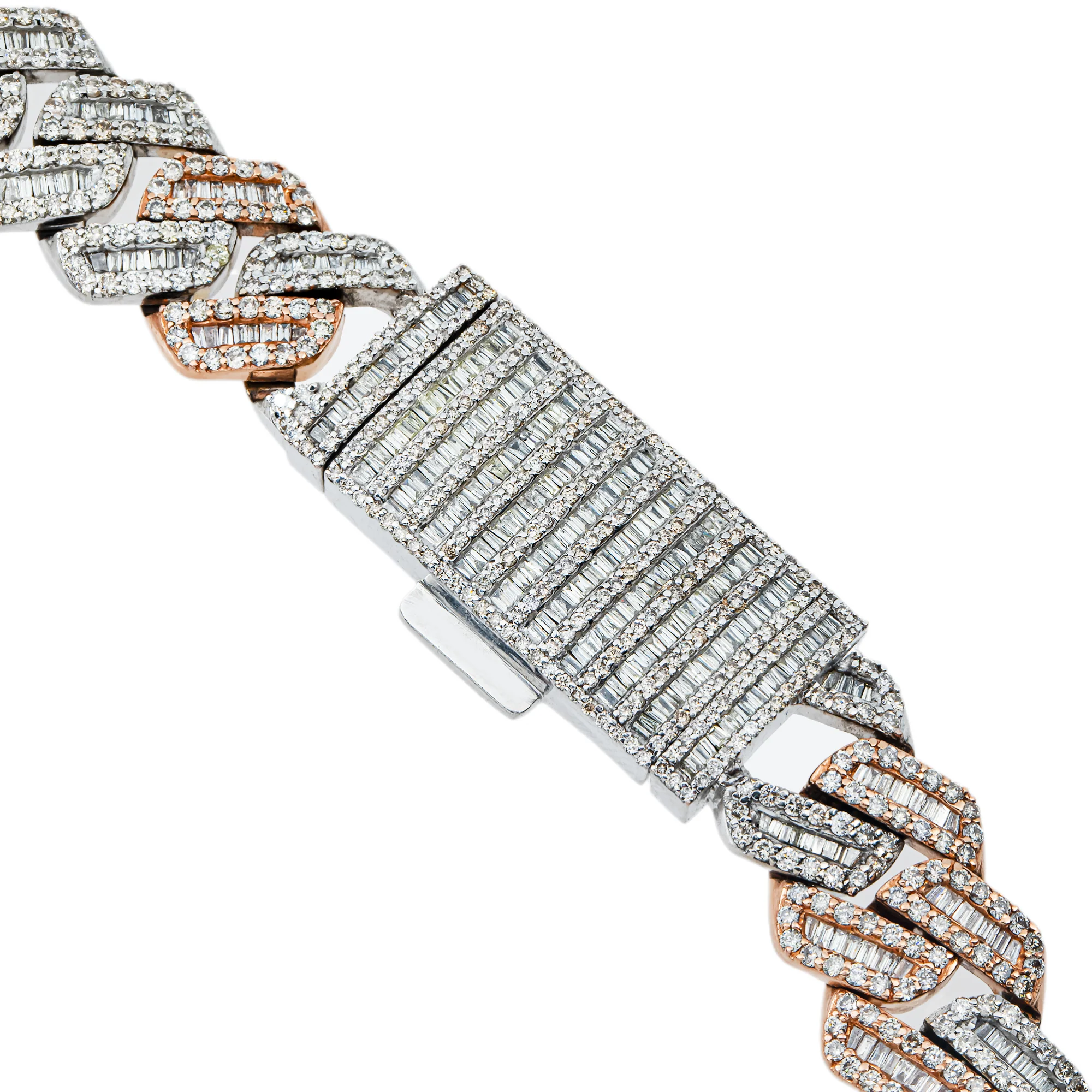 14K Two Tone Round & Baguette Diamond Cuban Link Chain 30.30ct - Image 4