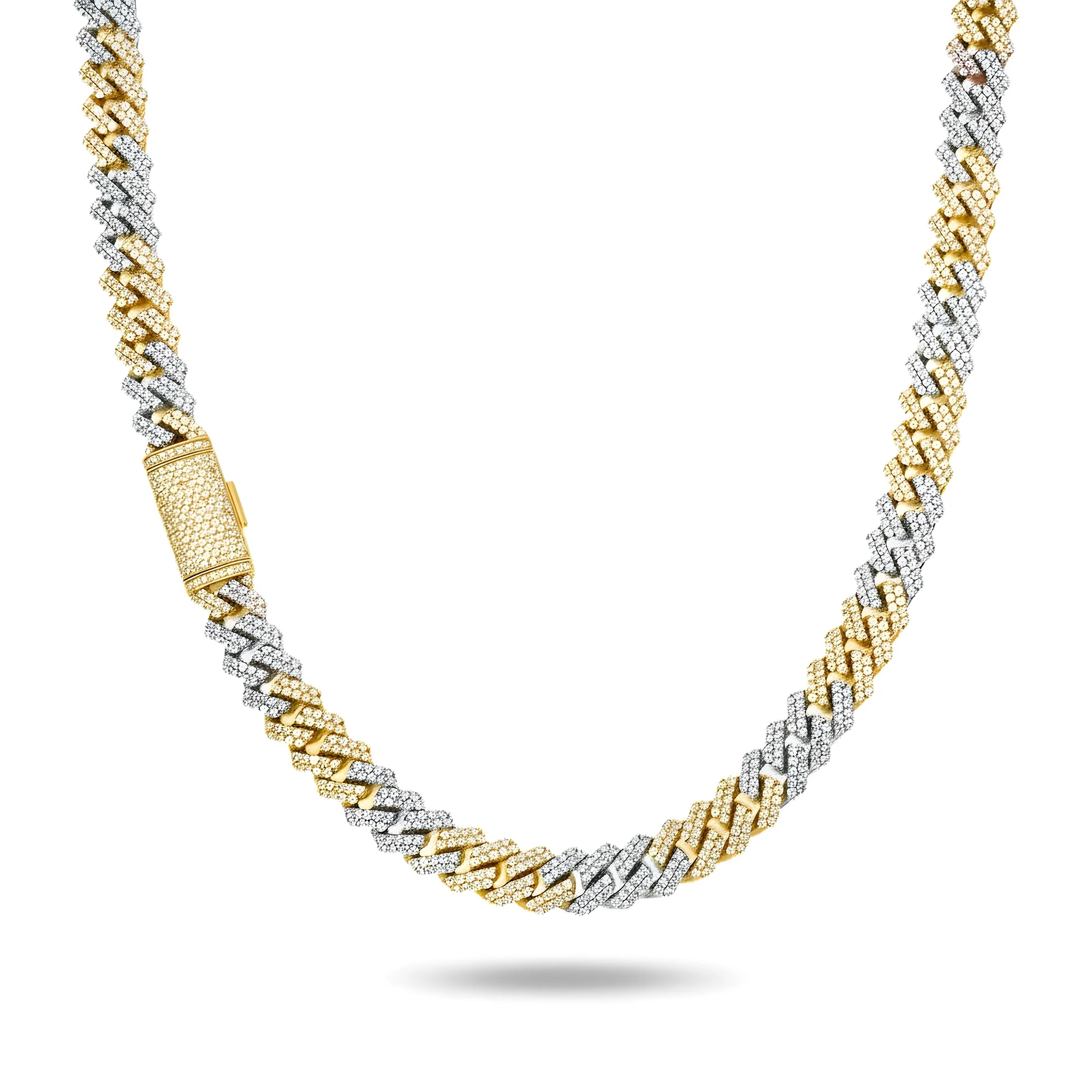 14K Two Tone 11mm Round Diamond Cuban Link Chain 22.0ct - Image 7