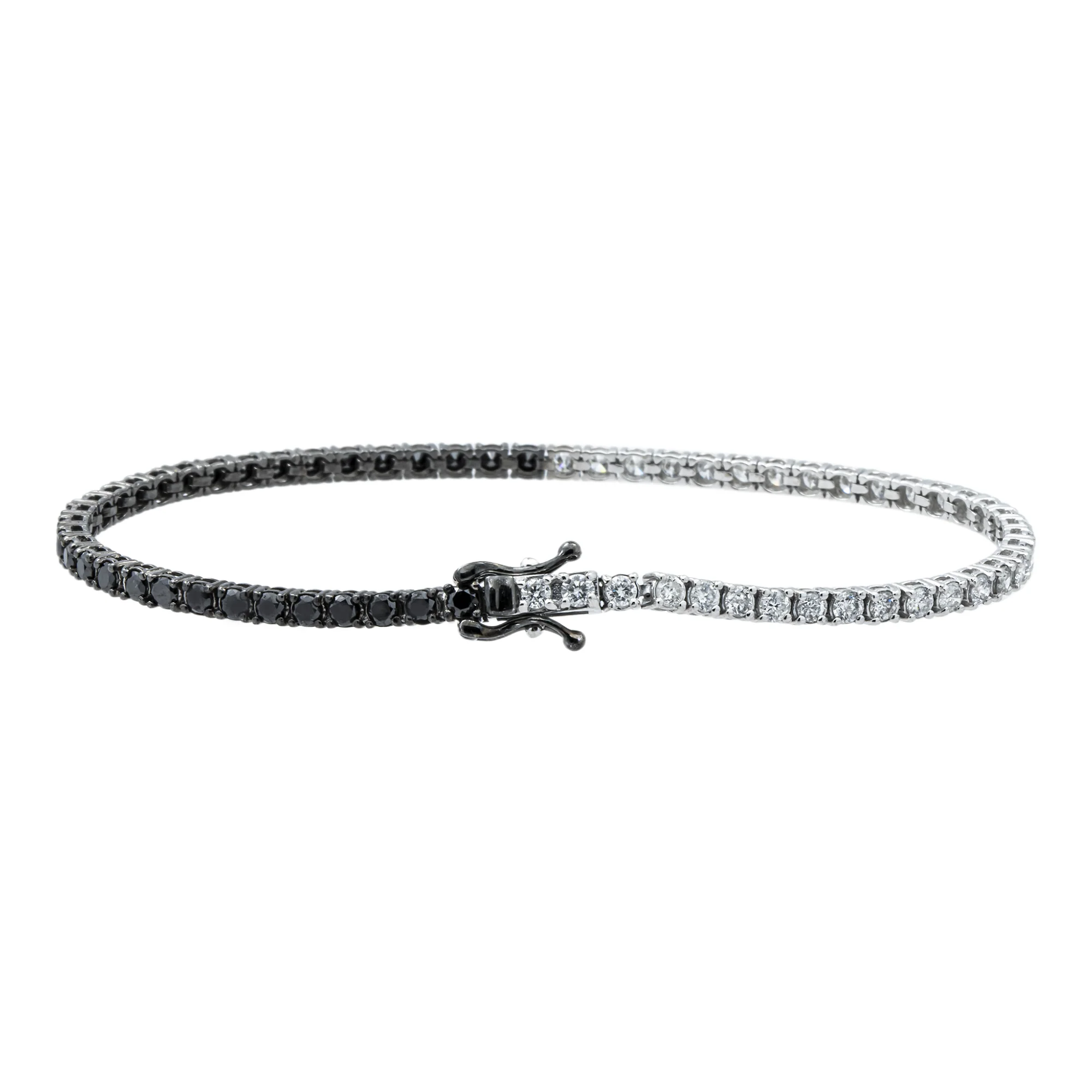 14K White & Black Gold White & Black Round Diamond Tennis Bracelet 2.90ct - Image 5