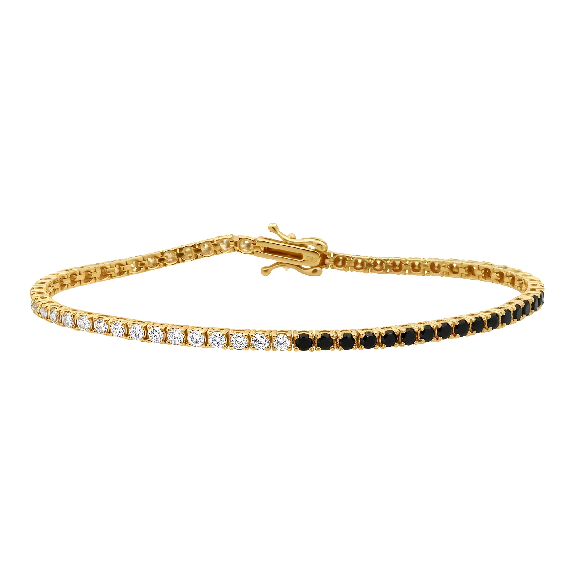 14K White & Black Gold White & Black Round Diamond Tennis Bracelet 2.90ct - Image 6