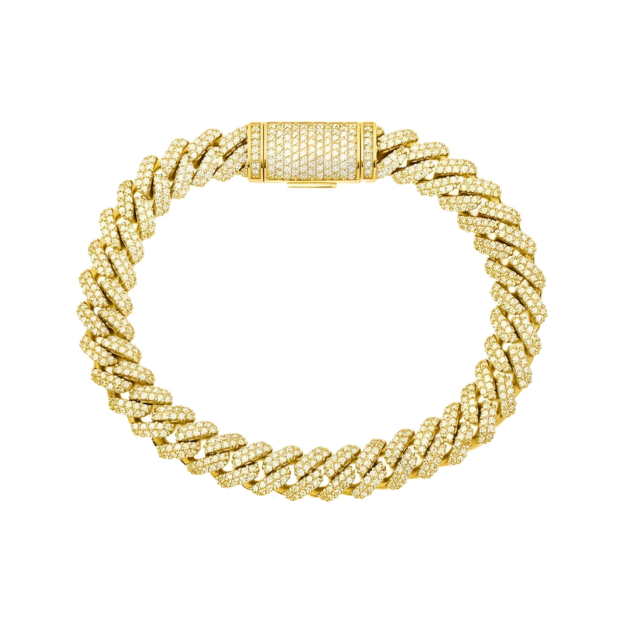14K White Gold 10mm Round Diamond Cuban Link Bracelet 7.0ct - Image 7