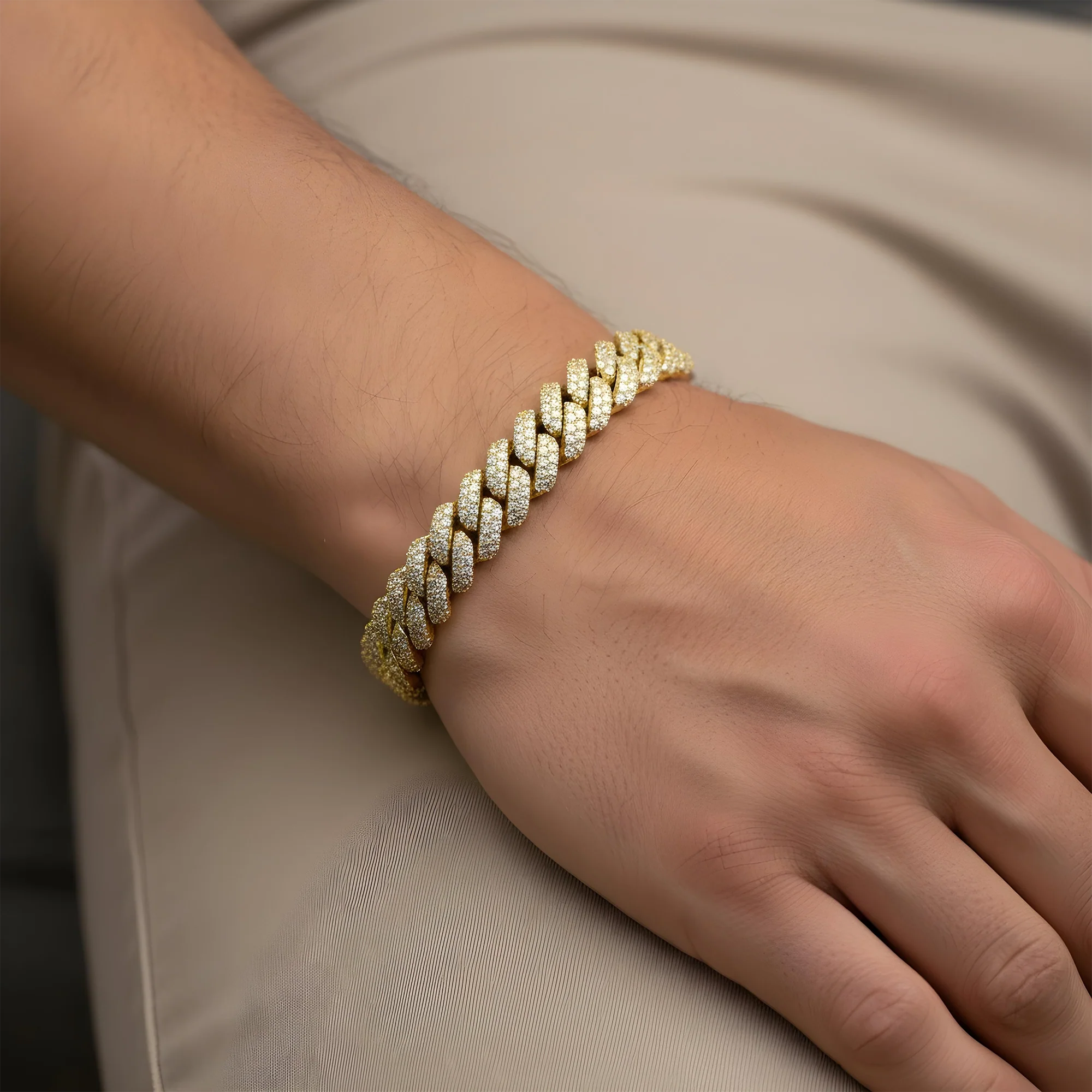 14K White Gold 10mm Round Diamond Cuban Link Bracelet 7.0ct - Image 8
