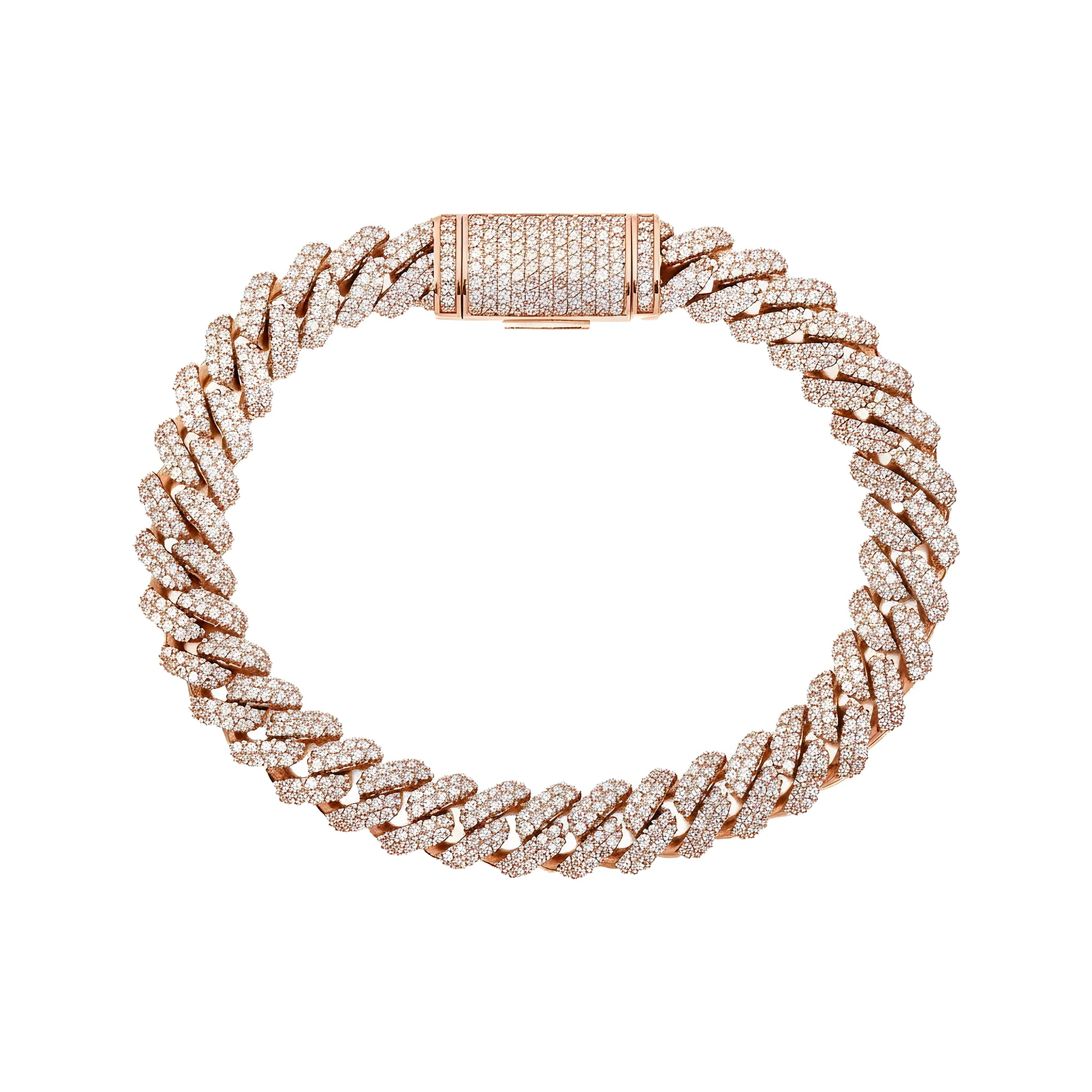 14K White Gold 10mm Round Diamond Cuban Link Bracelet 7.0ct - Image 9