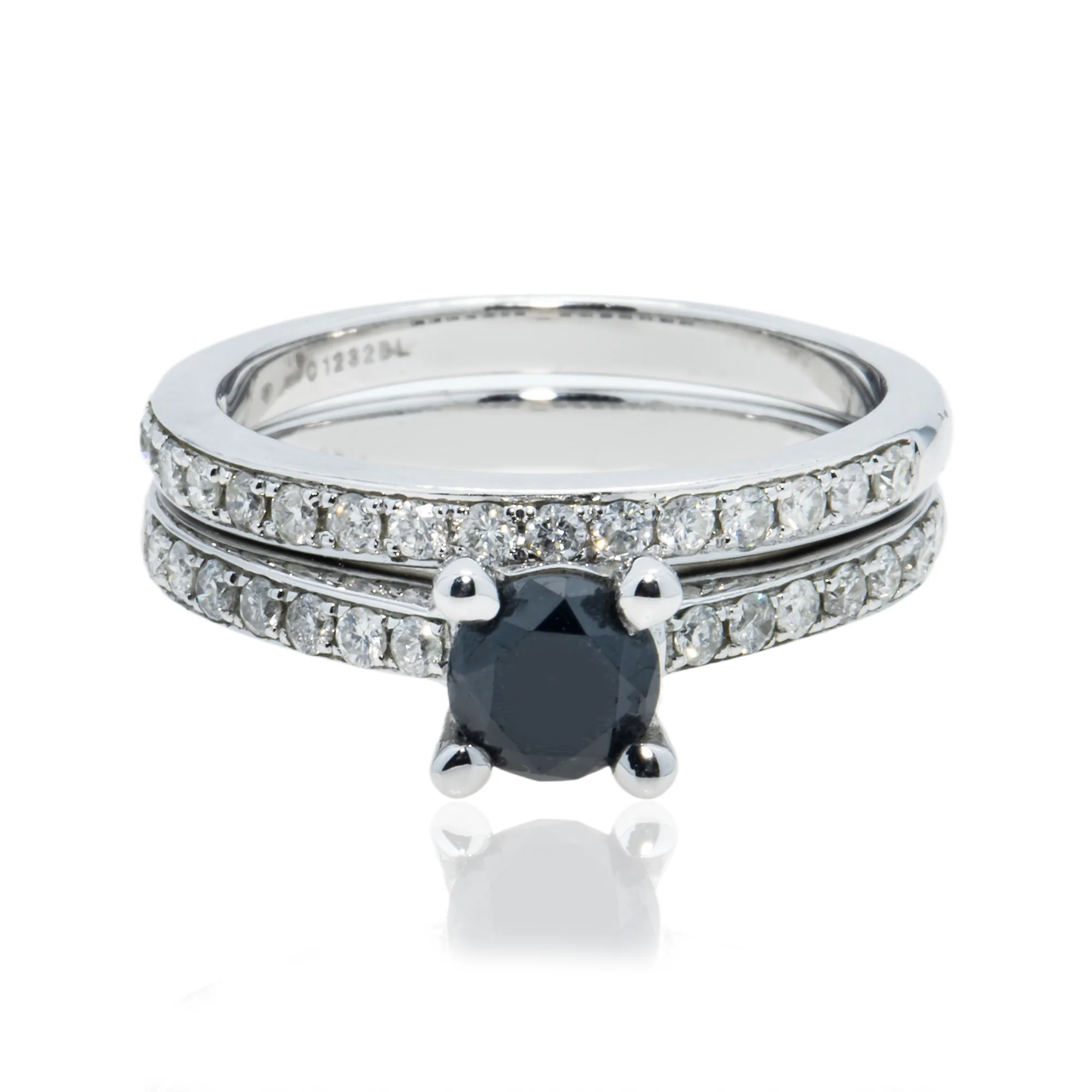 14K White Gold 0.92ct Round Cut Black Diamond Ring 1.45ctw - Image 5