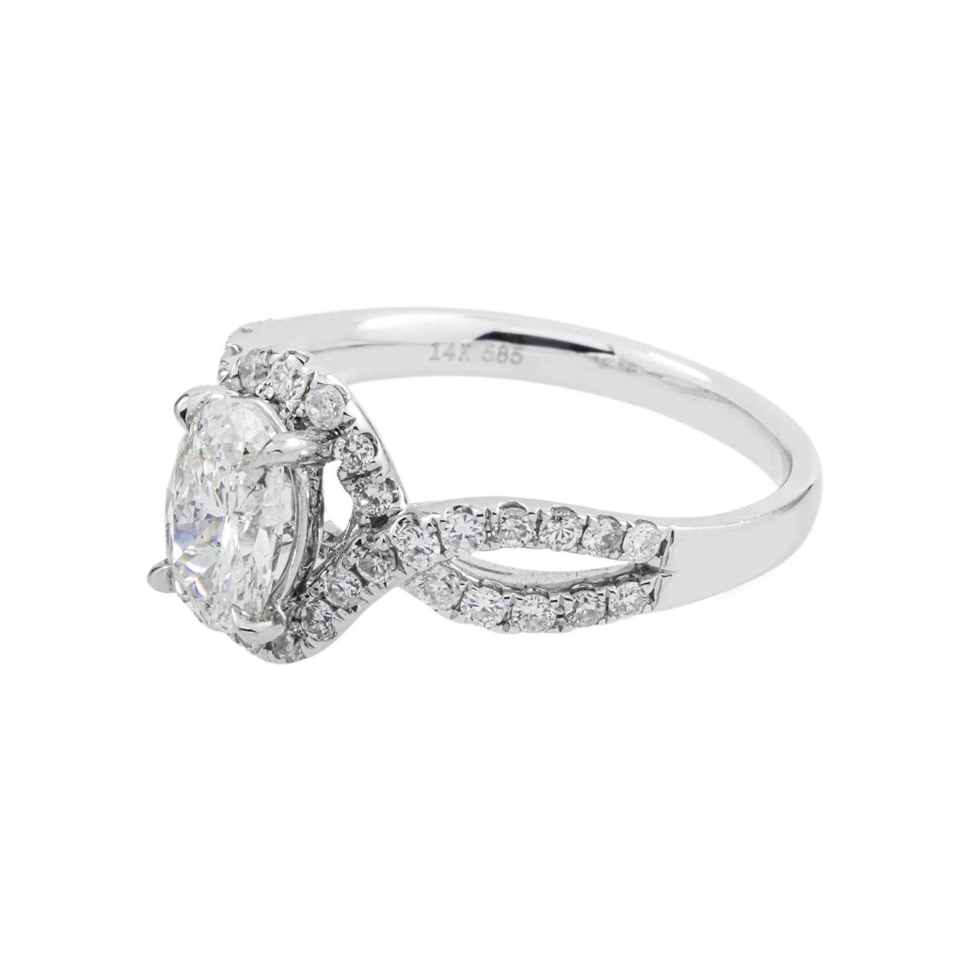 14K White Gold 1.01ct Oval Cut Diamond Engagement Ring 1.50ctw - Image 5