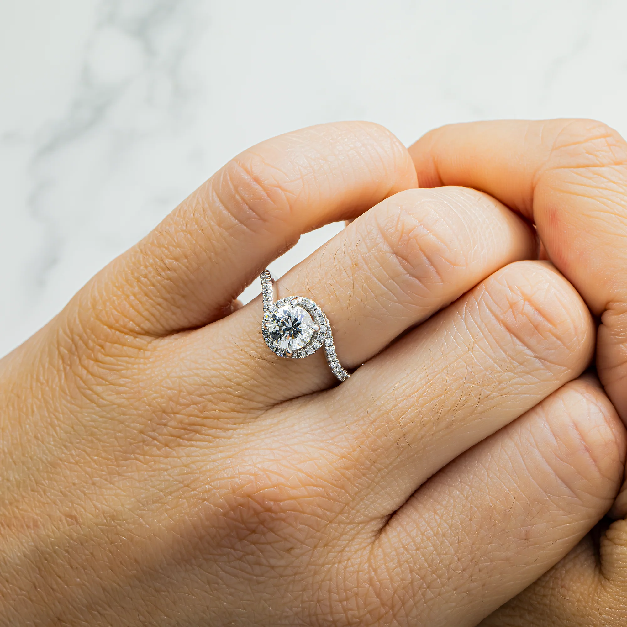 14K White Gold 1.09ct Round Diamond Engagement Ring 1.46ctw - Image 2