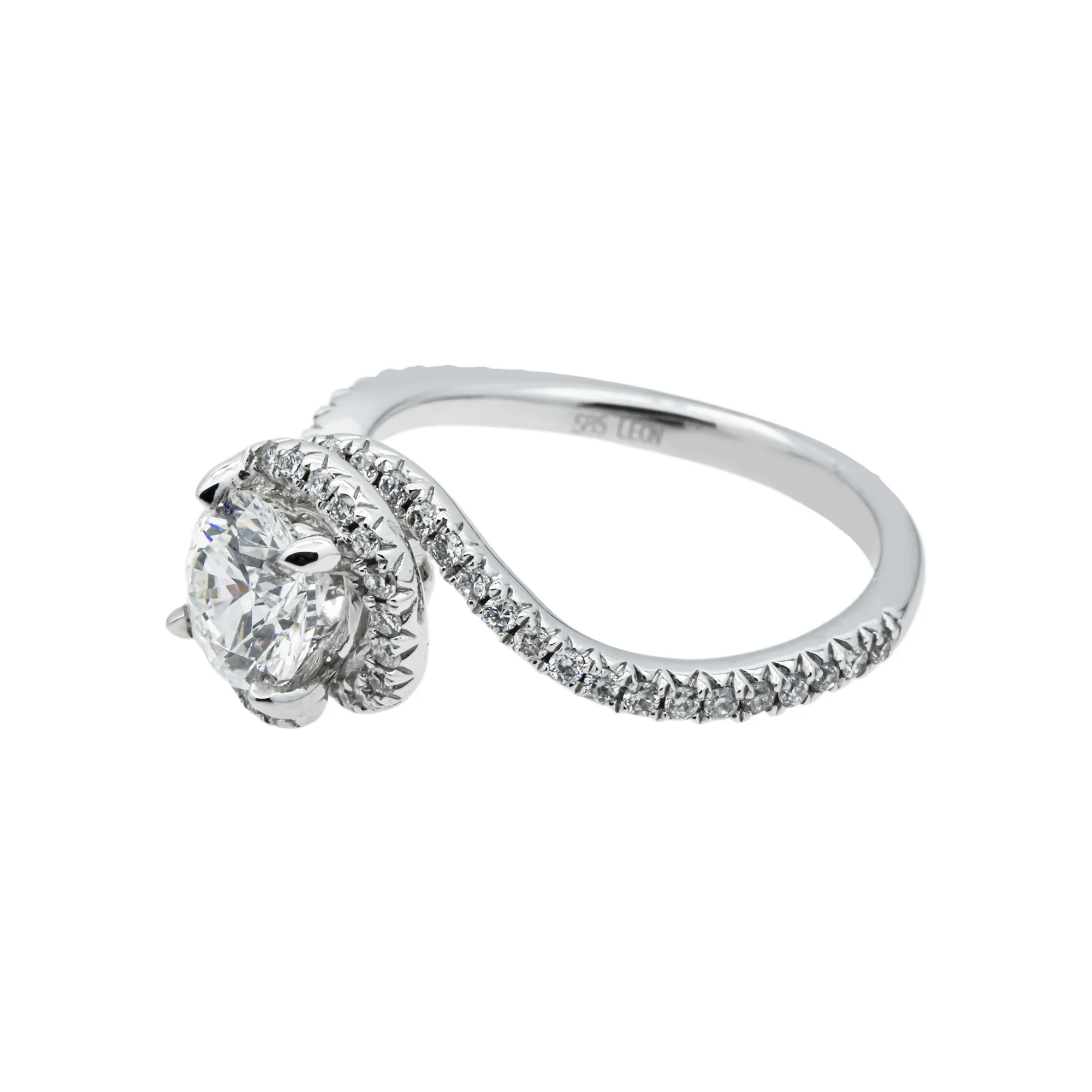 14K White Gold 1.09ct Round Diamond Engagement Ring 1.46ctw - Image 3