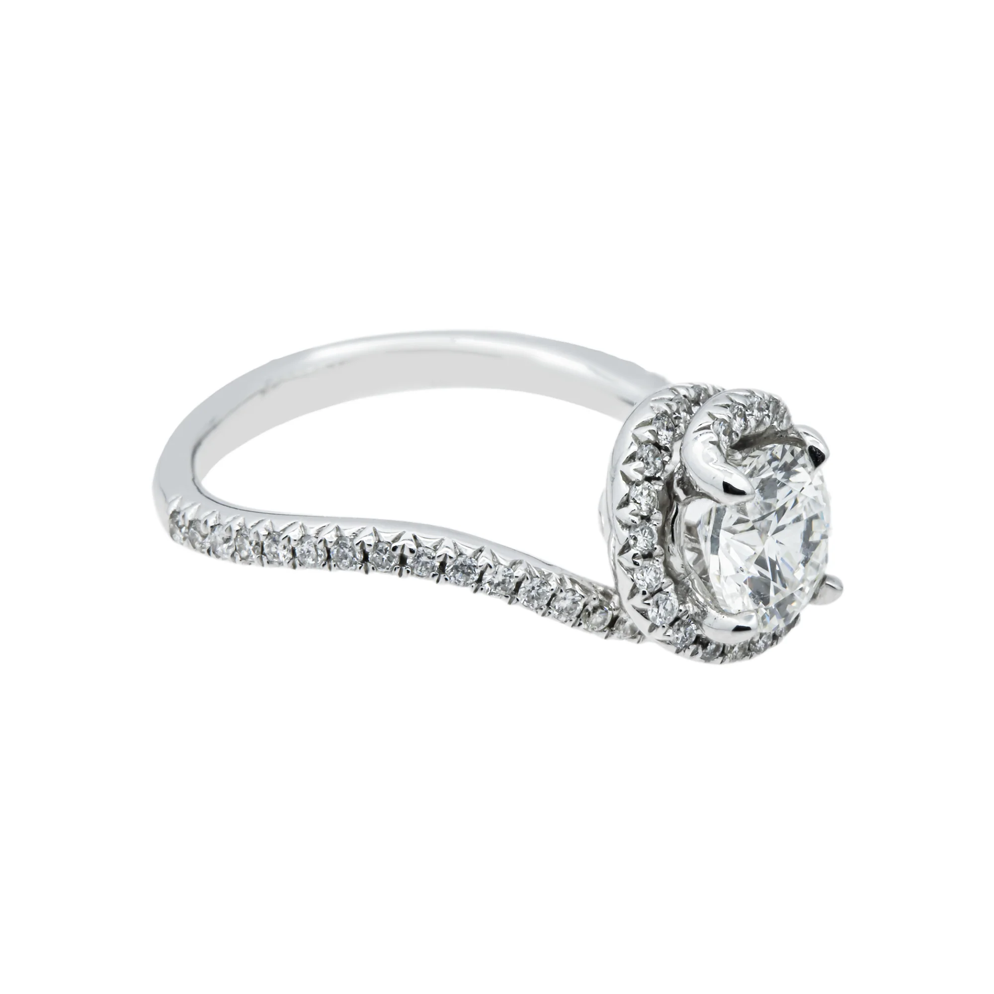 14K White Gold 1.09ct Round Diamond Engagement Ring 1.46ctw - Image 4