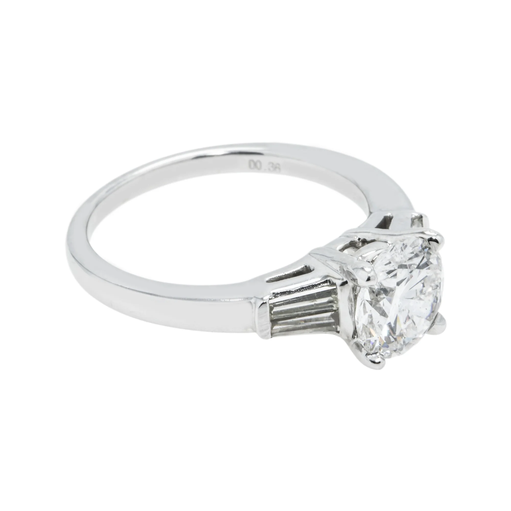 14K White Gold 1.57ct Round Cut Triple Diamond Engagement Ring 1.93ctw - Image 3
