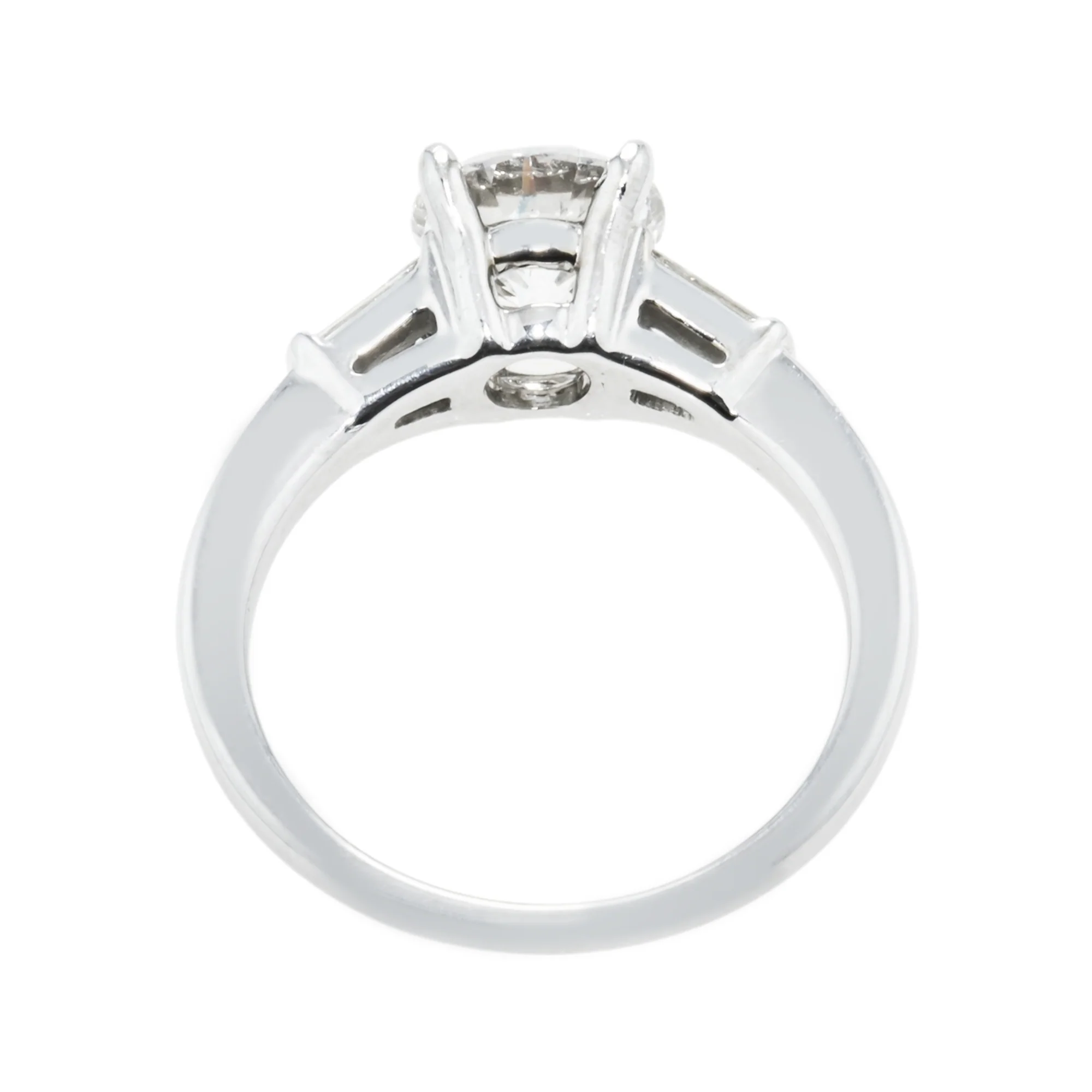 14K White Gold 1.57ct Round Cut Triple Diamond Engagement Ring 1.93ctw - Image 4
