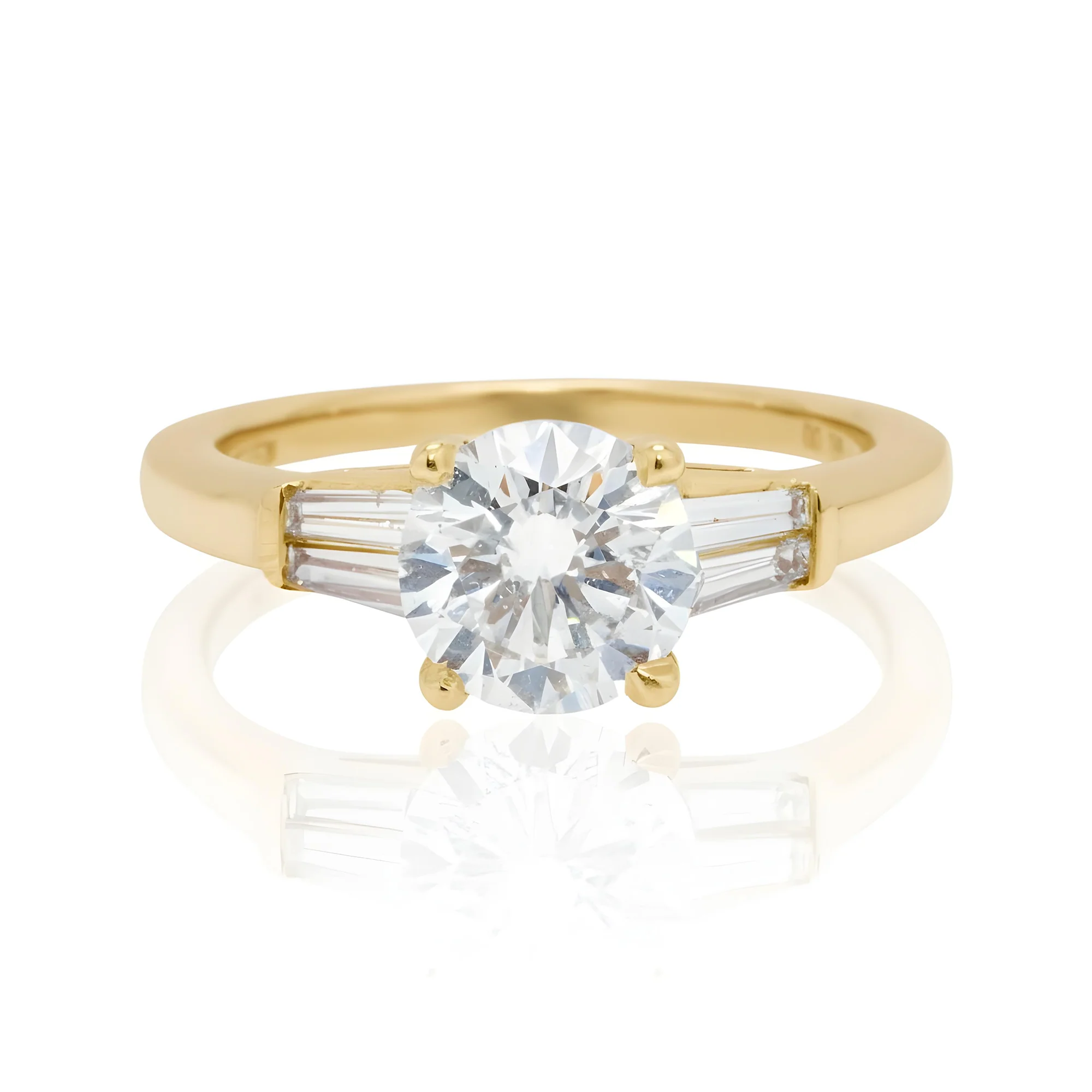 14K White Gold 1.57ct Round Cut Triple Diamond Engagement Ring 1.93ctw - Image 6