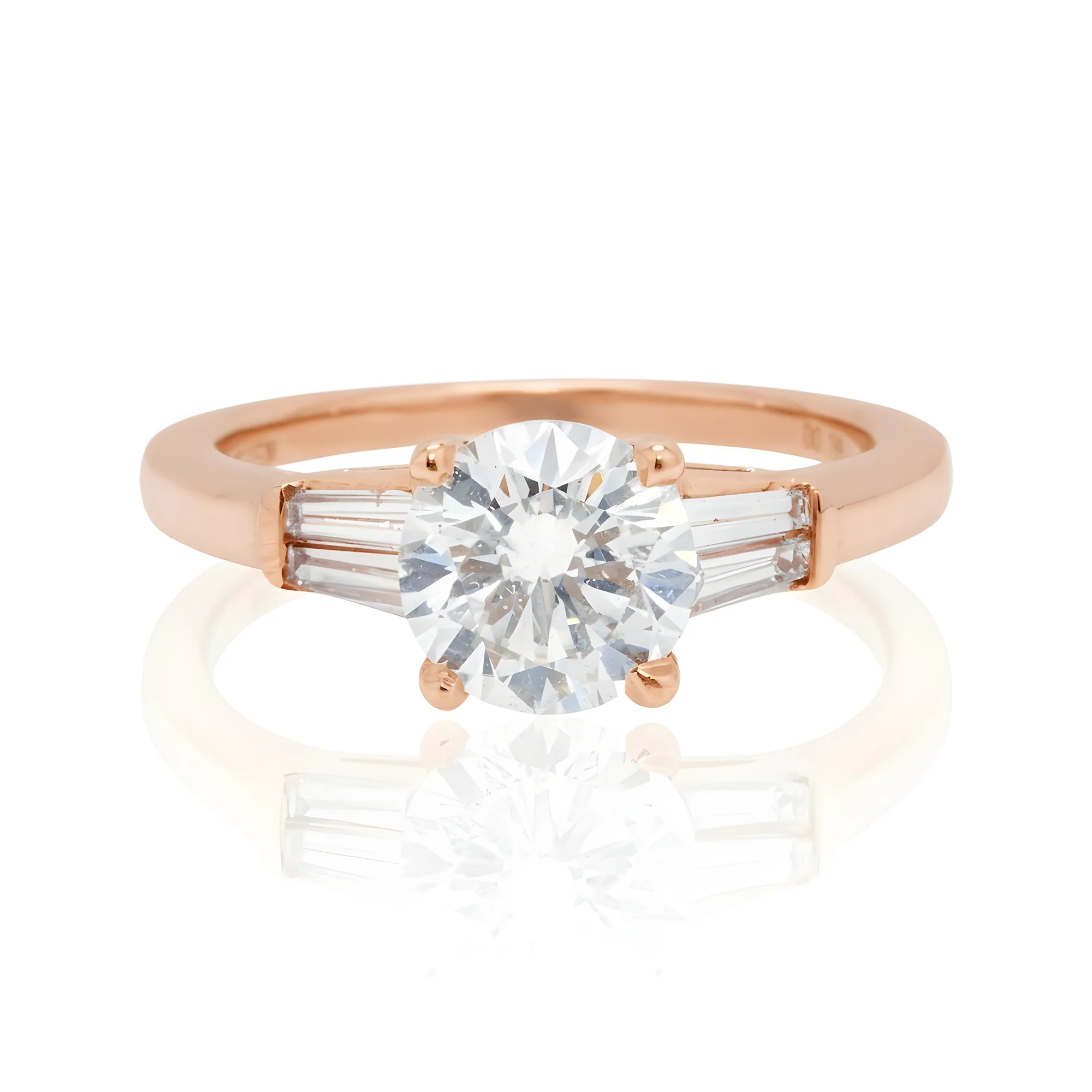 14K White Gold 1.57ct Round Cut Triple Diamond Engagement Ring 1.93ctw - Image 8