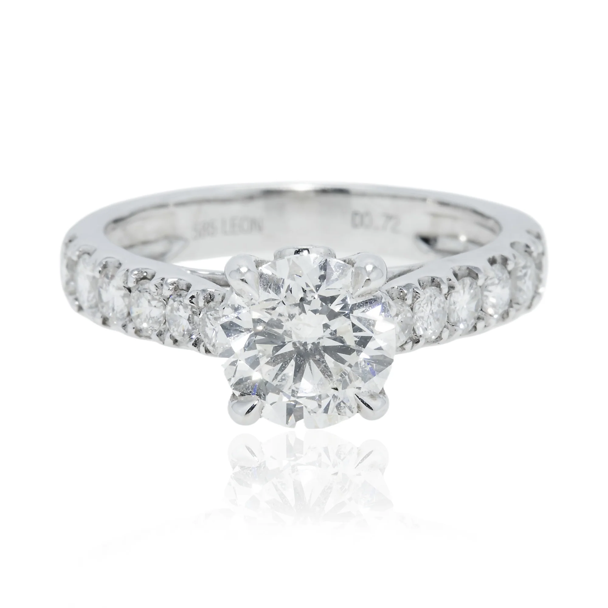 14K White Gold 1.65ct Round Diamond Engagement Ring 2.37ctw