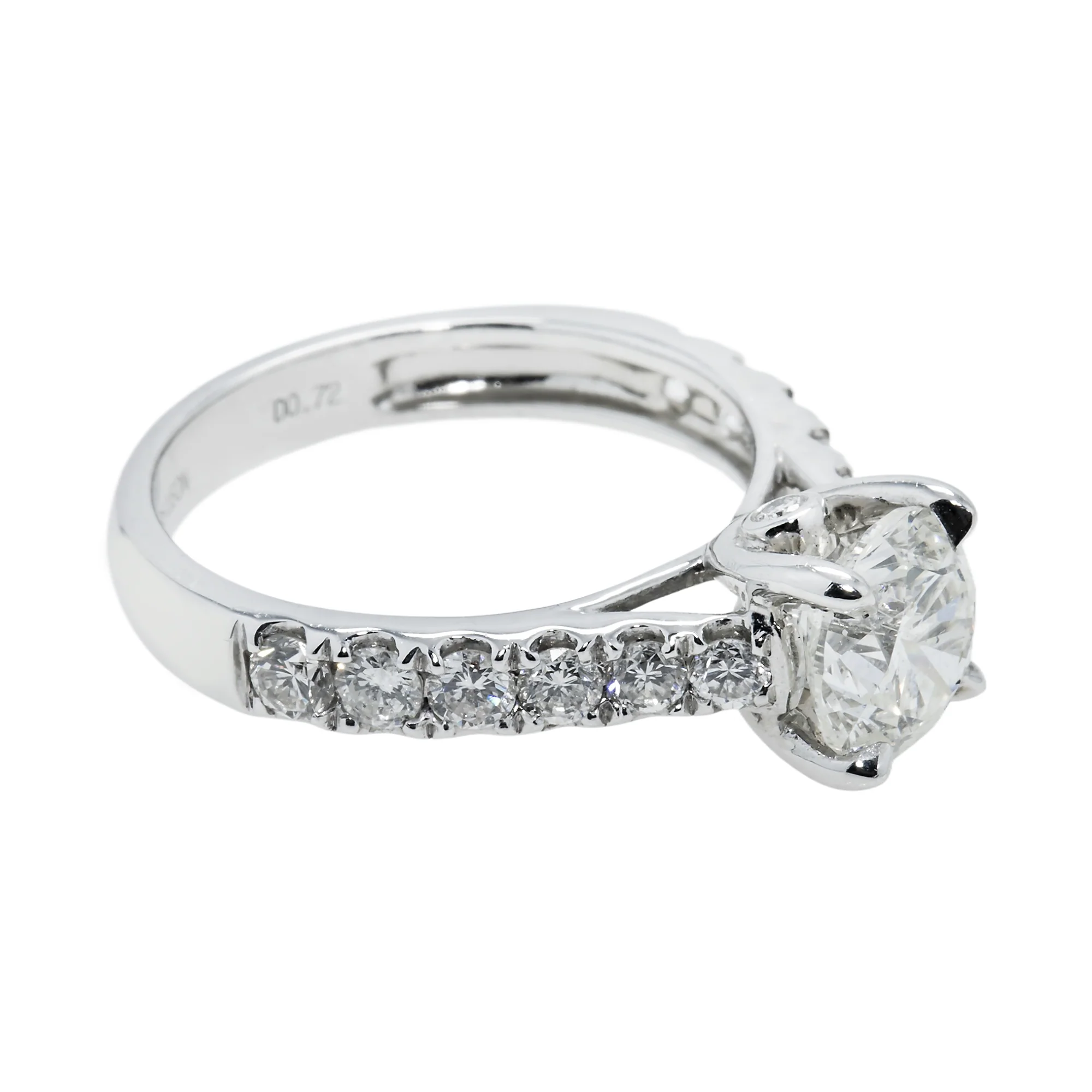 14K White Gold 1.65ct Round Diamond Engagement Ring 2.37ctw - Image 3