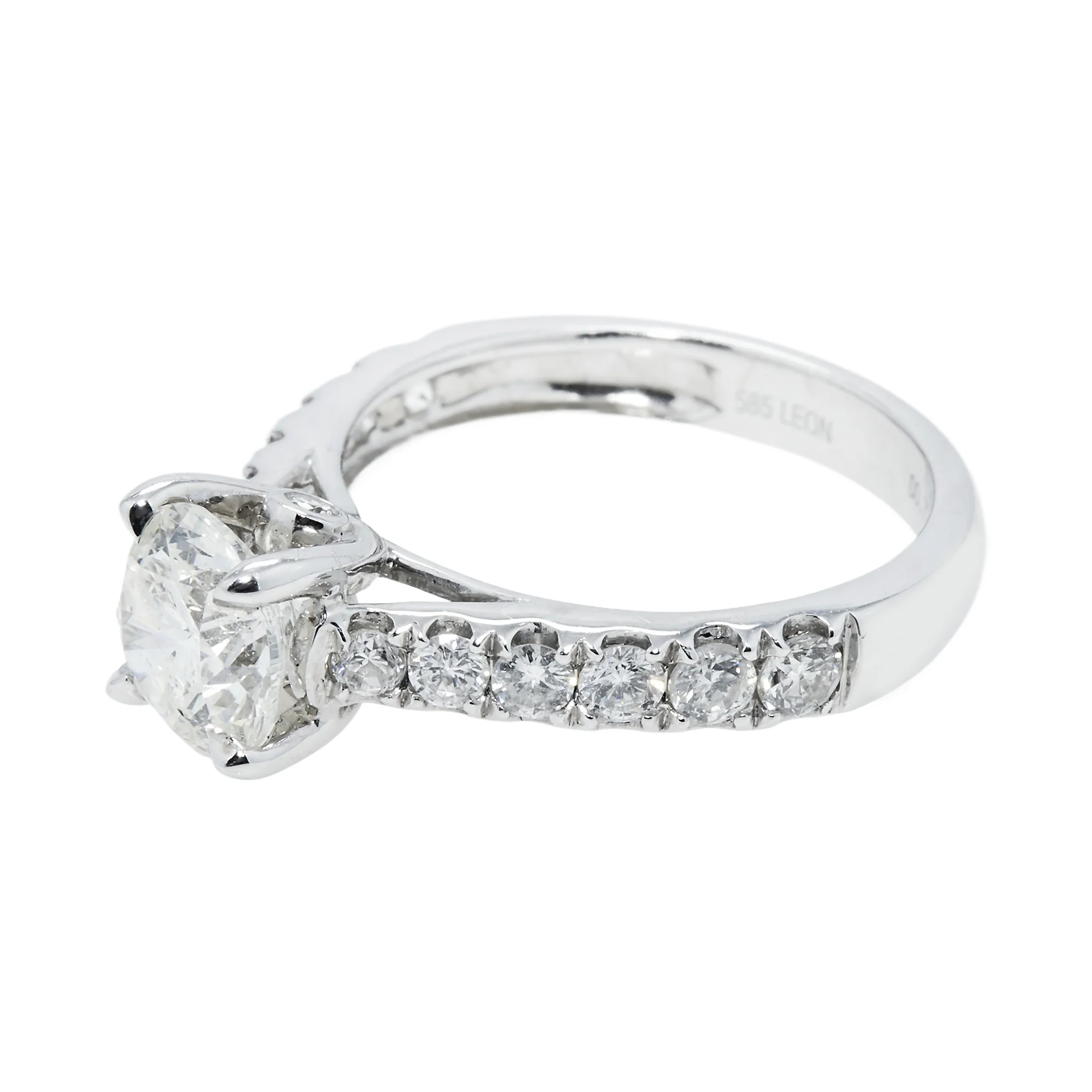 14K White Gold 1.65ct Round Diamond Engagement Ring 2.37ctw - Image 5