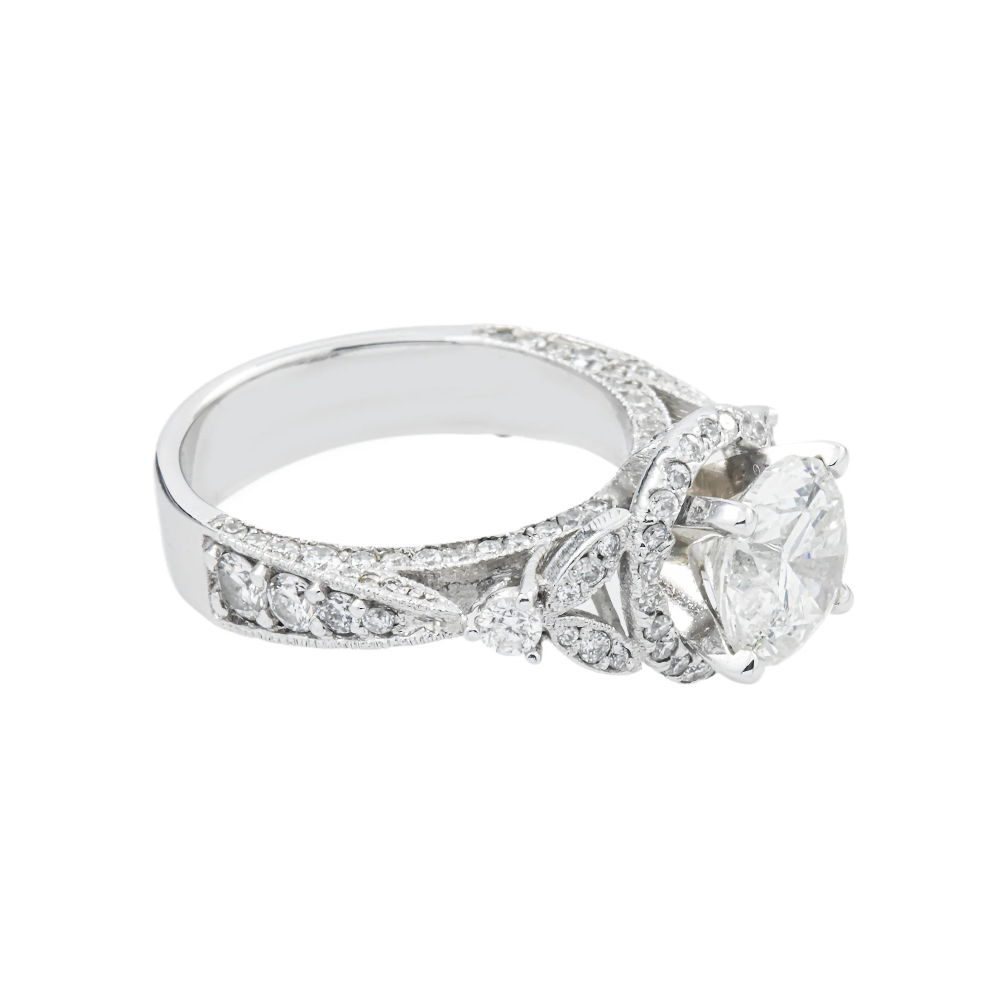 14K White Gold 1.71ct Round diamond Engagement Ring 2.51ctw - Image 3