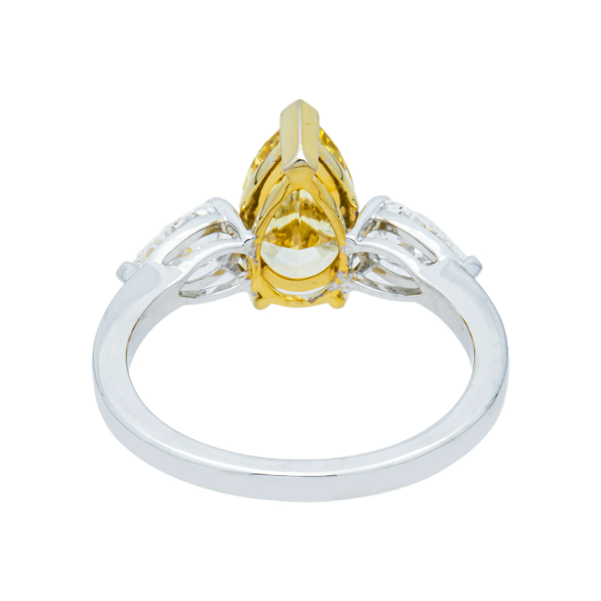 14K White Gold 1.82ct Pear Fancy Yellow & White Diamond Ring 2.69ctw - Image 5
