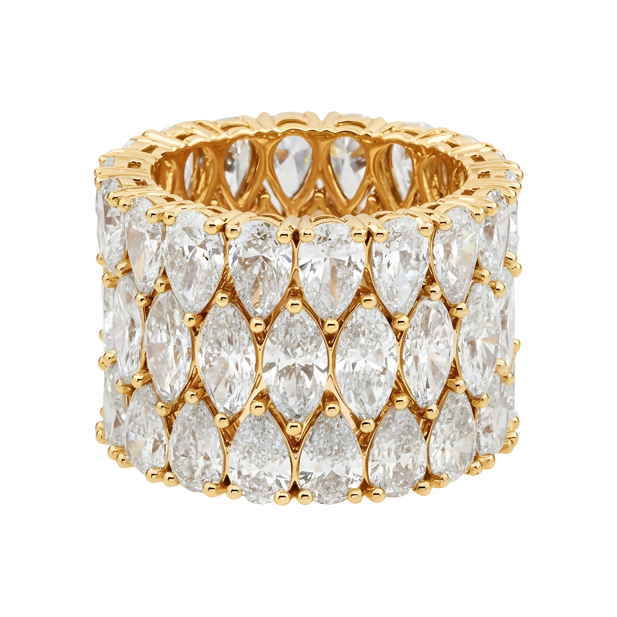 14K White Gold Marquise & Pear Diamond Stackable Eternity Rings 22.35ct (3 Piece Set) - Image 9