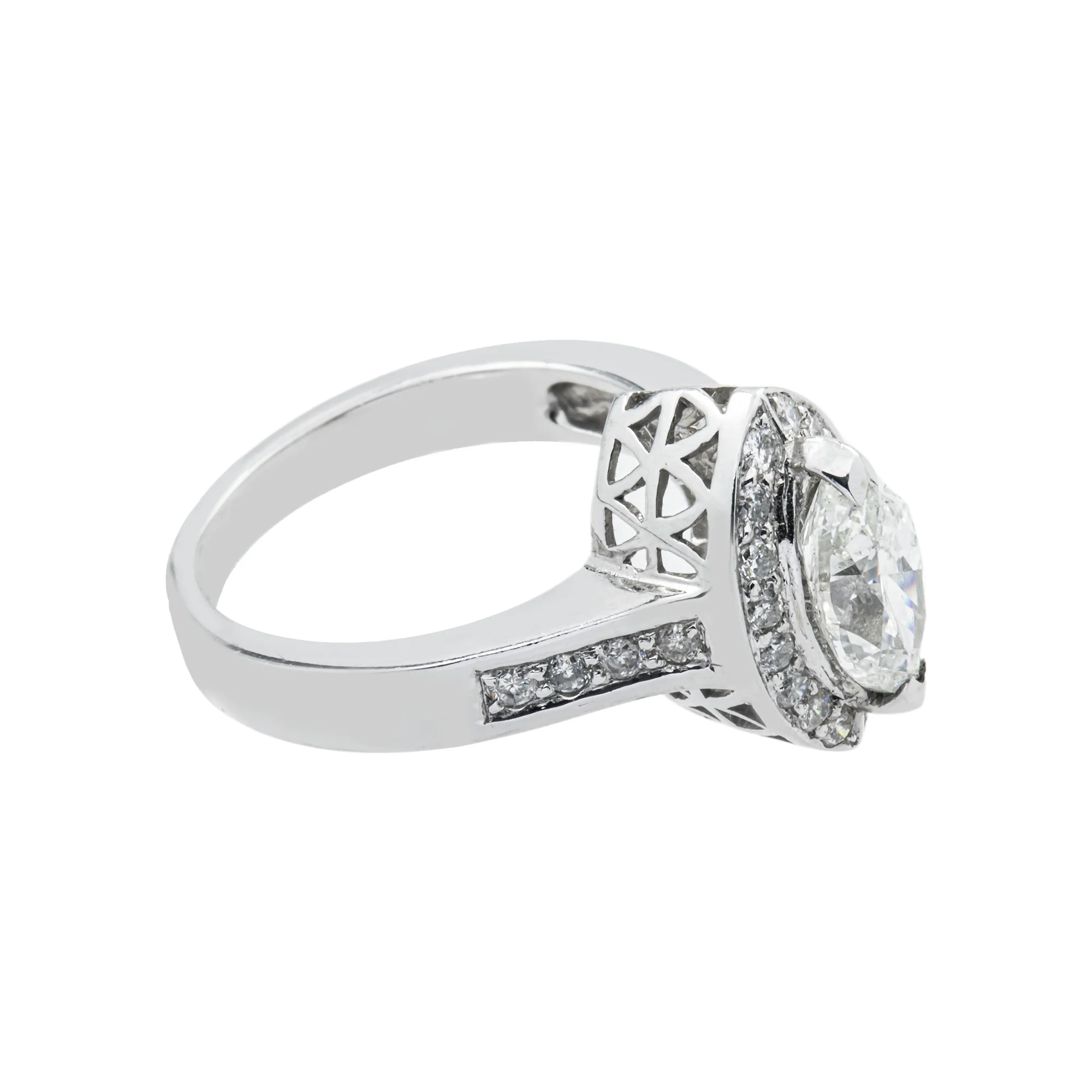 14K White Gold Marquise Cut Diamond Engagement Ring 1.98ct - Image 3
