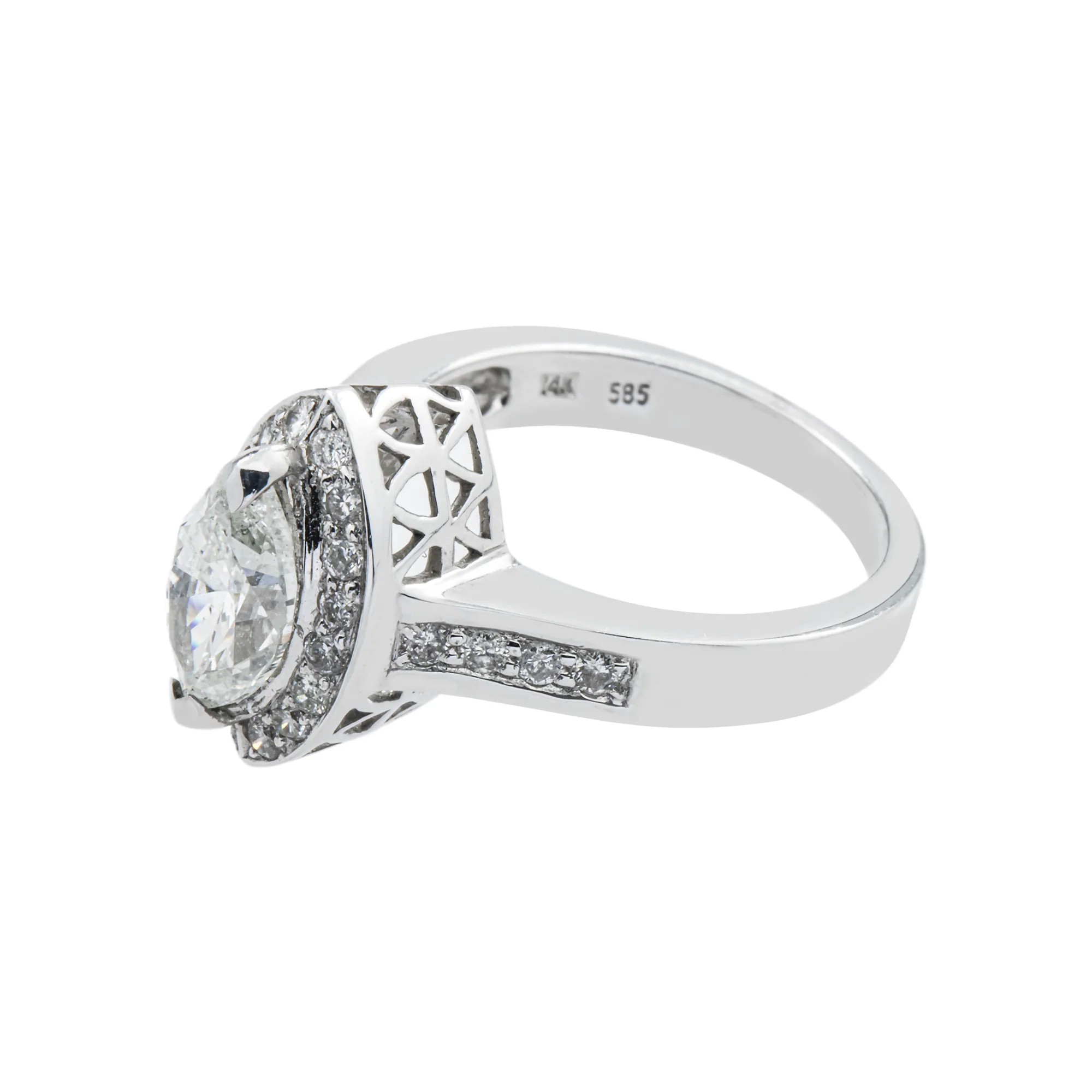14K White Gold Marquise Cut Diamond Engagement Ring 1.98ct - Image 5