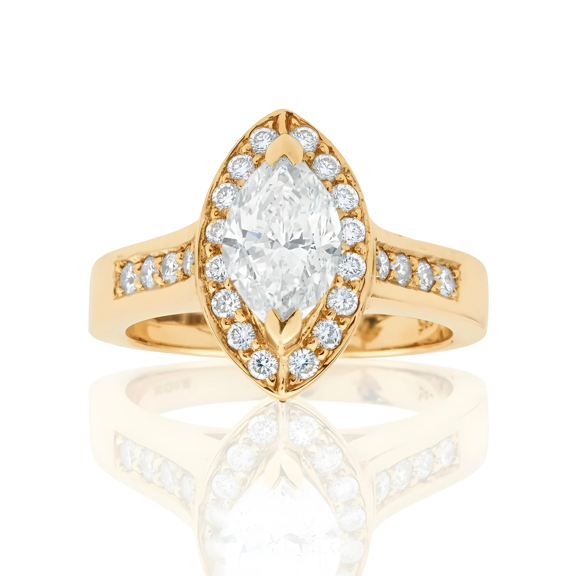 14K White Gold Marquise Cut Diamond Engagement Ring 1.98ct - Image 6
