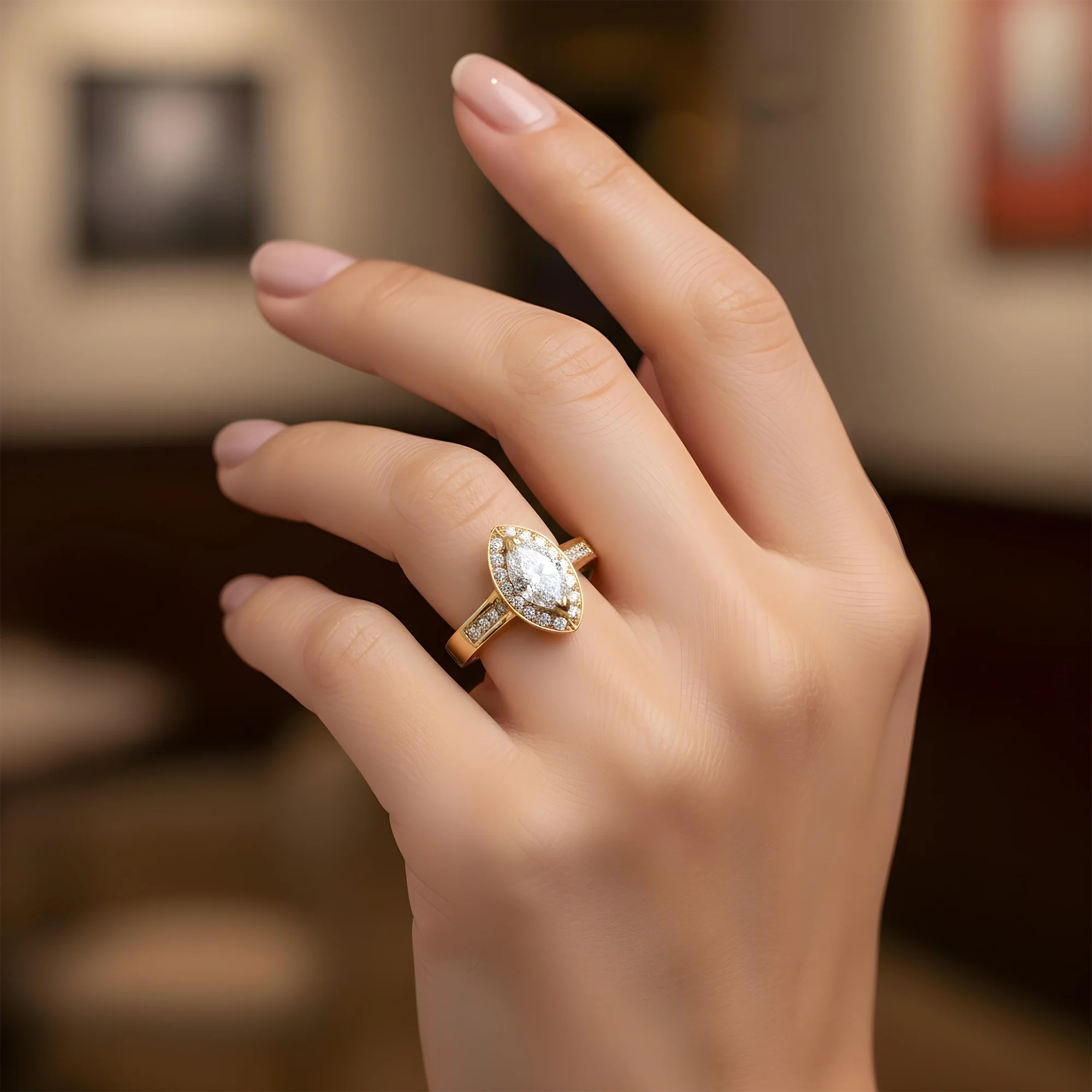 14K White Gold Marquise Cut Diamond Engagement Ring 1.98ct - Image 7