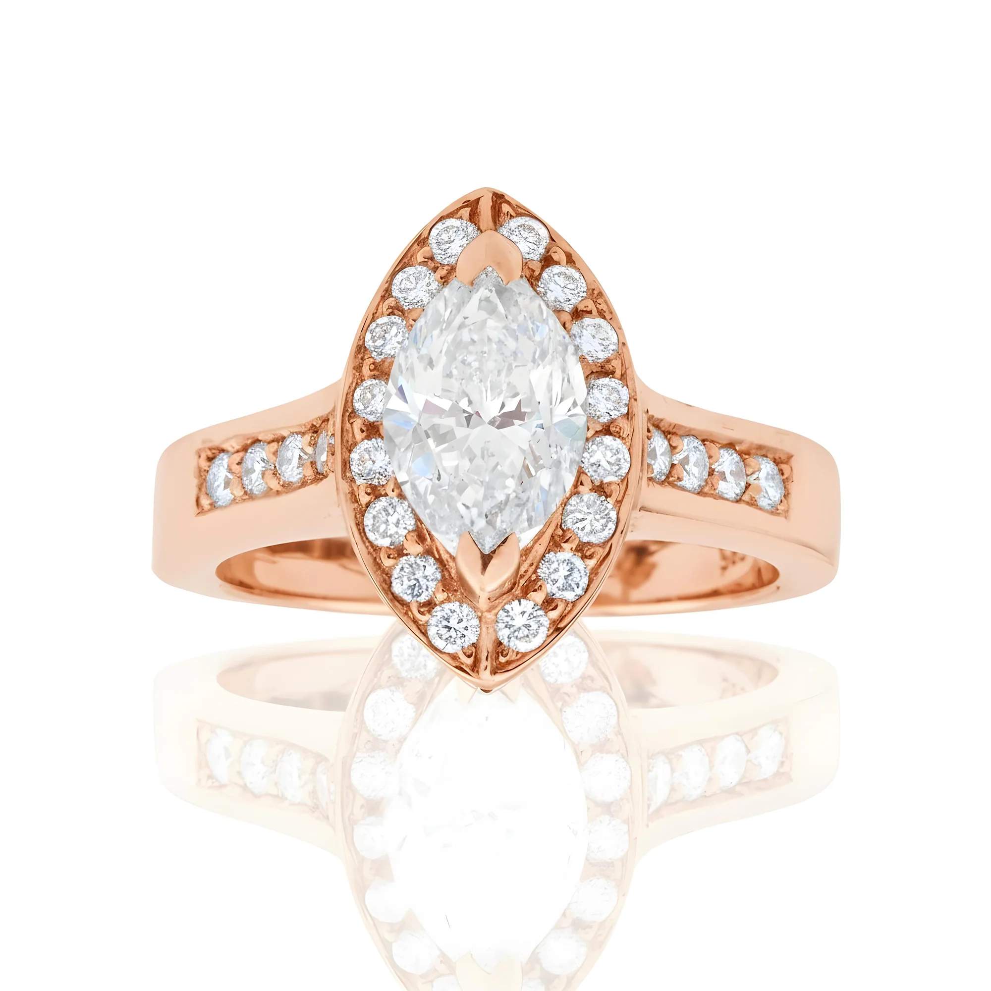 14K White Gold Marquise Cut Diamond Engagement Ring 1.98ct - Image 8