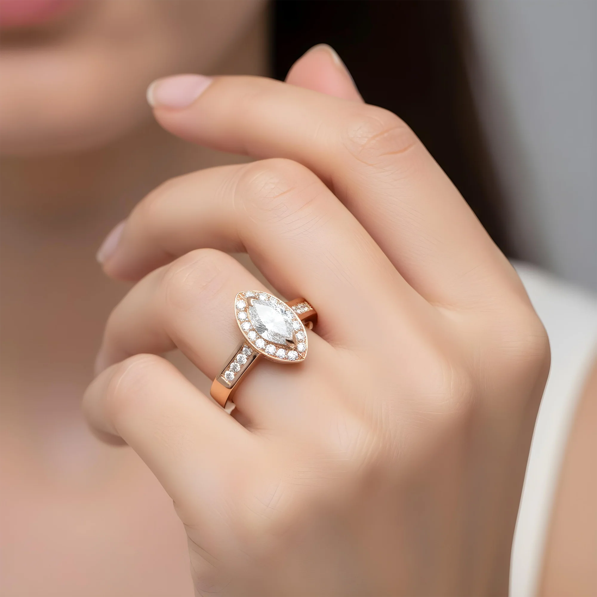 14K White Gold Marquise Cut Diamond Engagement Ring 1.98ct - Image 9