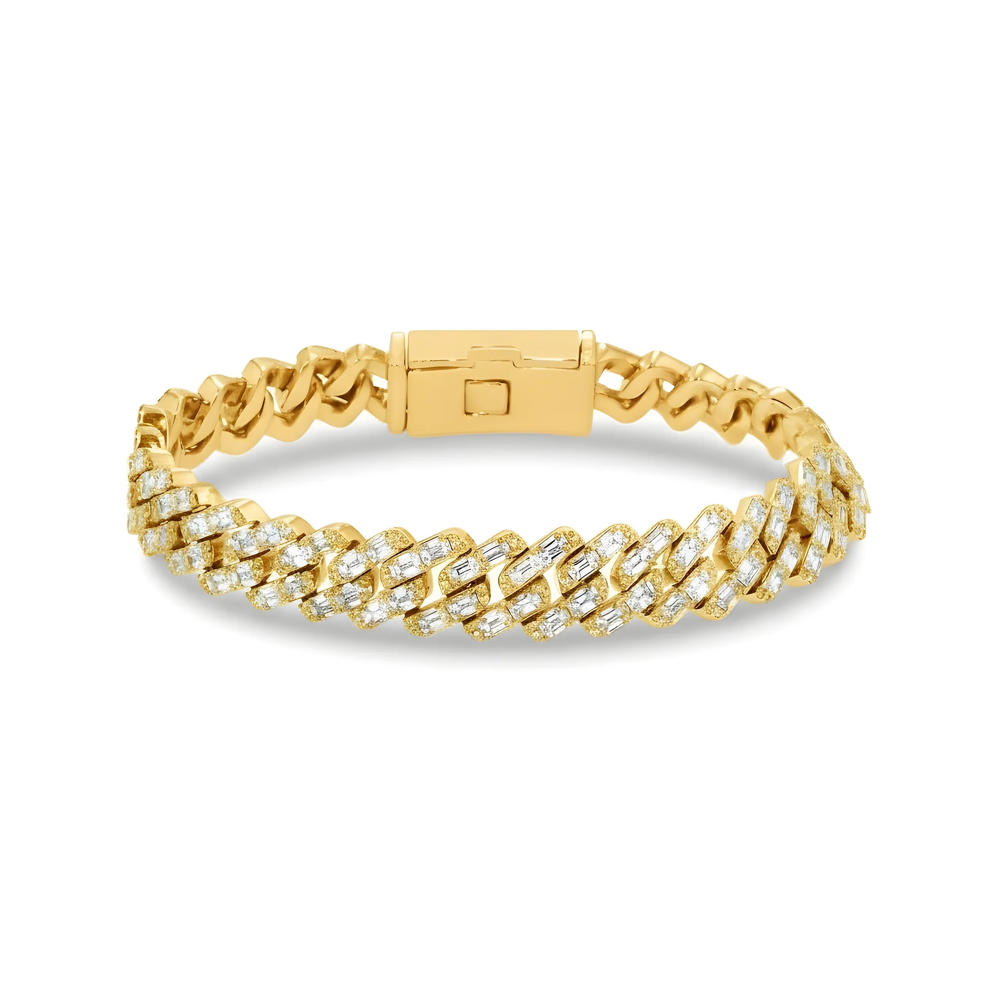 14K White Gold 10mm Emerald Cut Diamond Cuban Link Bracelet 17.07ct - Image 5